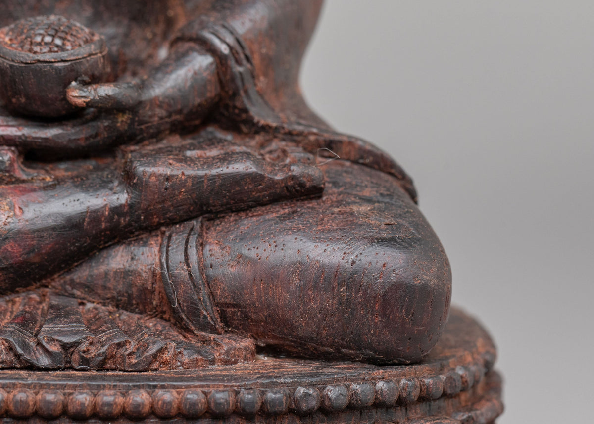 Himalayan Siddhartha Gautama Sculpture | Hand Carved Wooden Shakyamuni Buddha