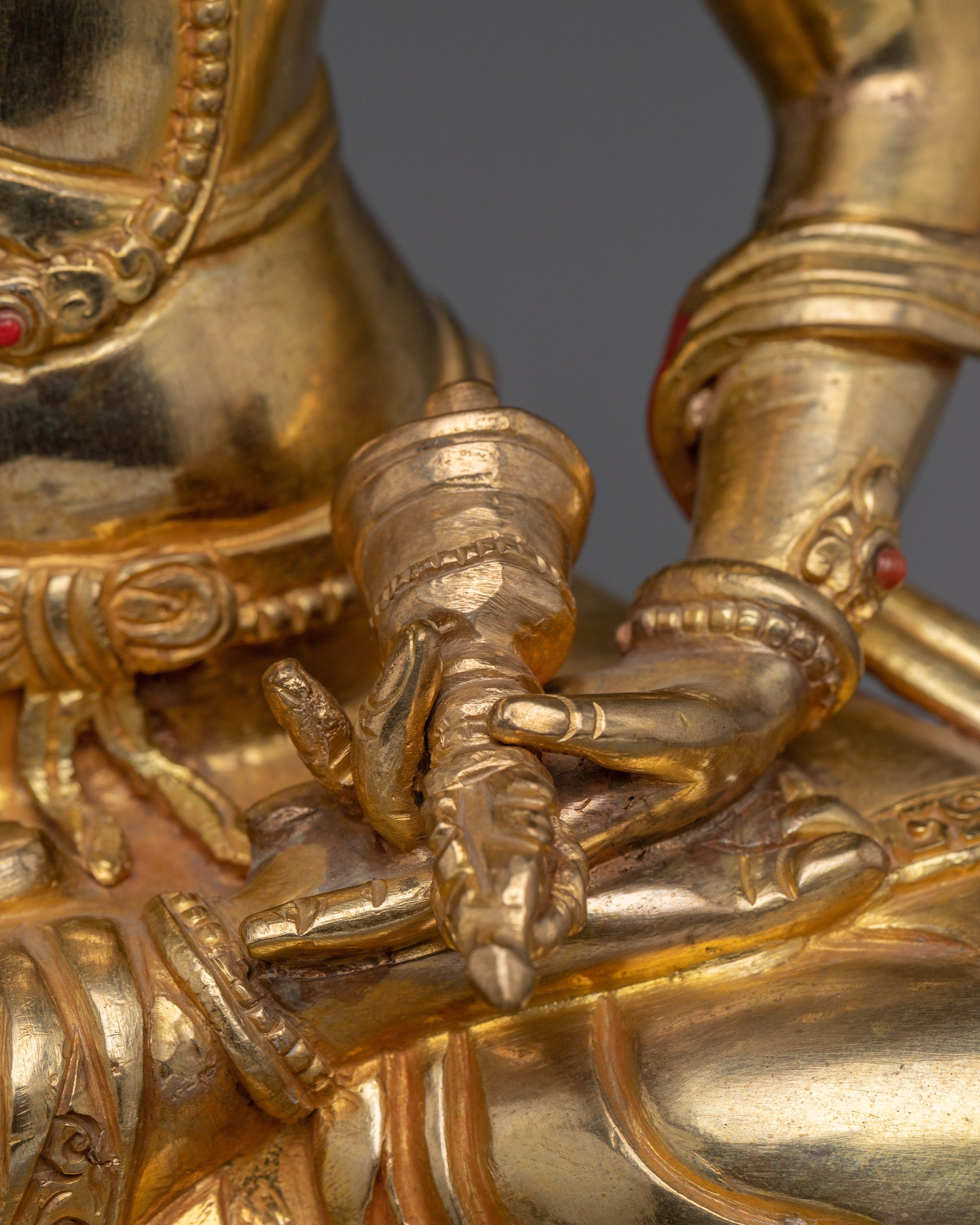 Tibetan Handcrafted Gold Gilded Vajrasattva Buddhist Sculpture for Meditation