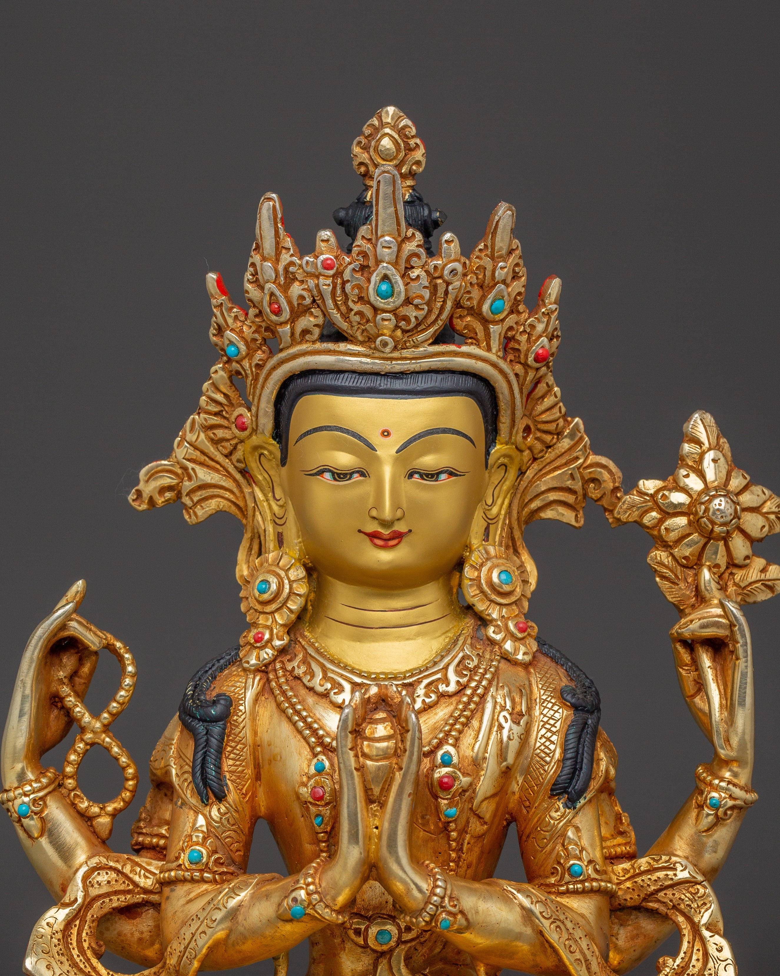 Compassion Embodiment Chenrezig Statue | Avalokiteshvara Figurine
