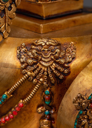Spiritual Meditation Stupa | Copper & Gold-Plated Tibetan Relic