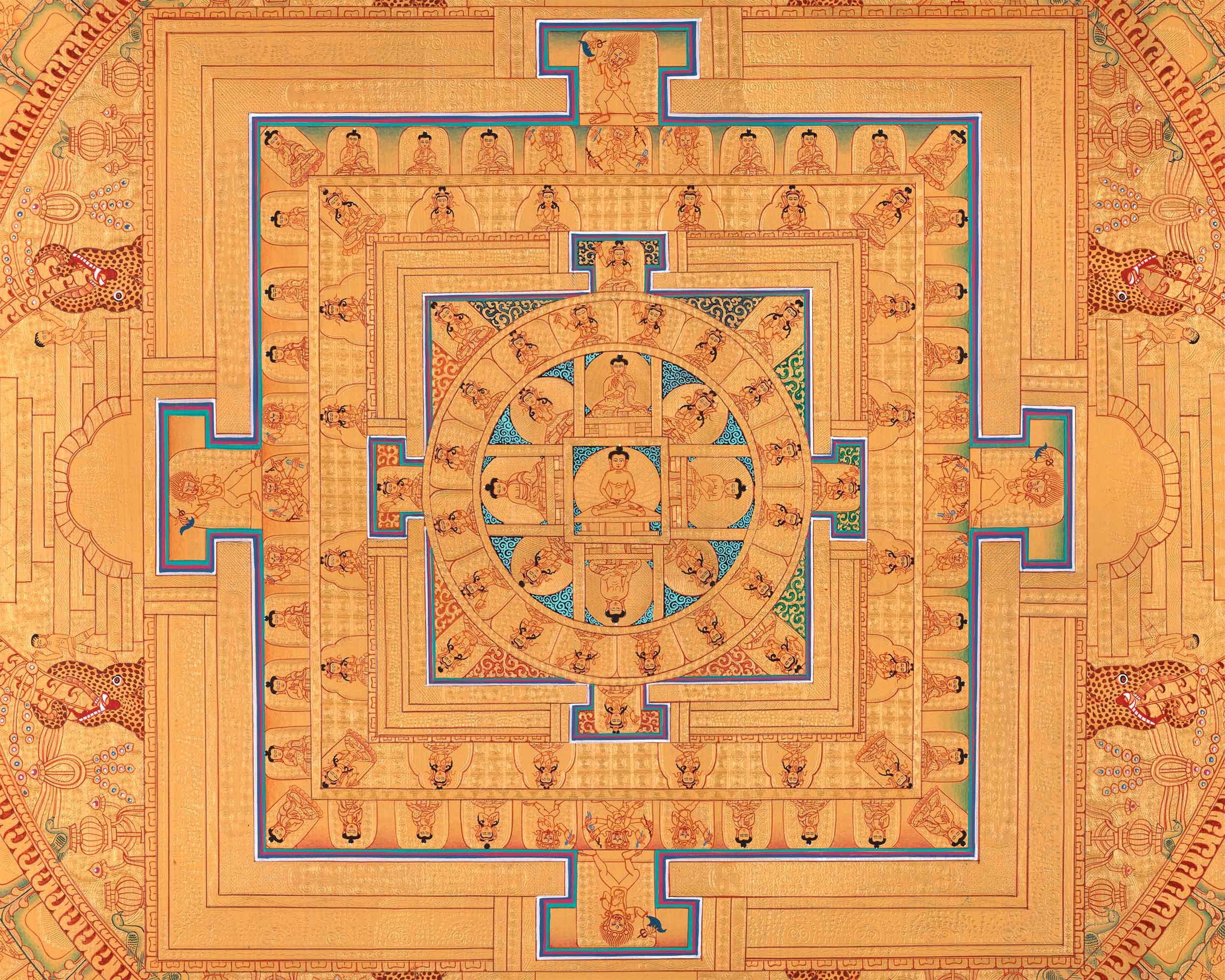 Buddha Mandala Digital Print | Traditional Buddhist Thangka Print | Spiritual Décor