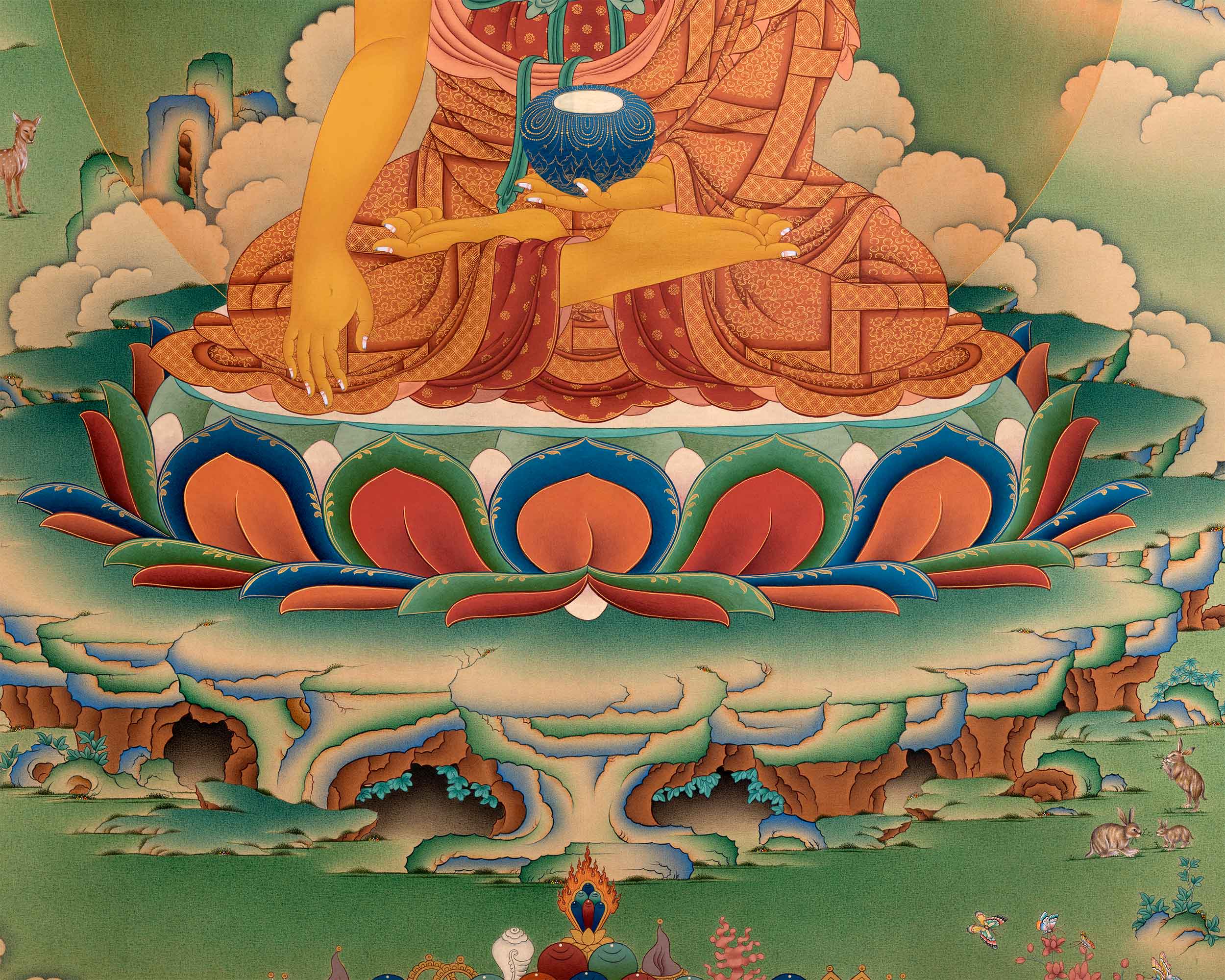 Exquisite Shakyamuni Buddha Thangka Print | Timeless Buddha Canvas For Wall Hanging | Gift Ideas