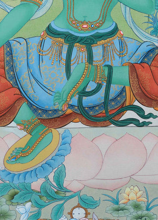 High-Quality Mother Green Tara Thangka Print | Goddess of Compassion | Buddhist Gifts