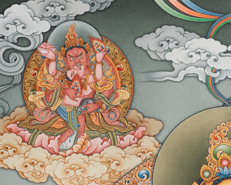 Dzambhala Thangka Print | Vajrayana Fine Artwork