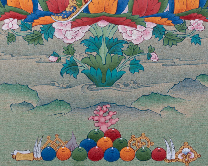 Hand Painted Guru Rinpoche Thangka | Guru Padmasambhava | Traditional Karma Gardi Style