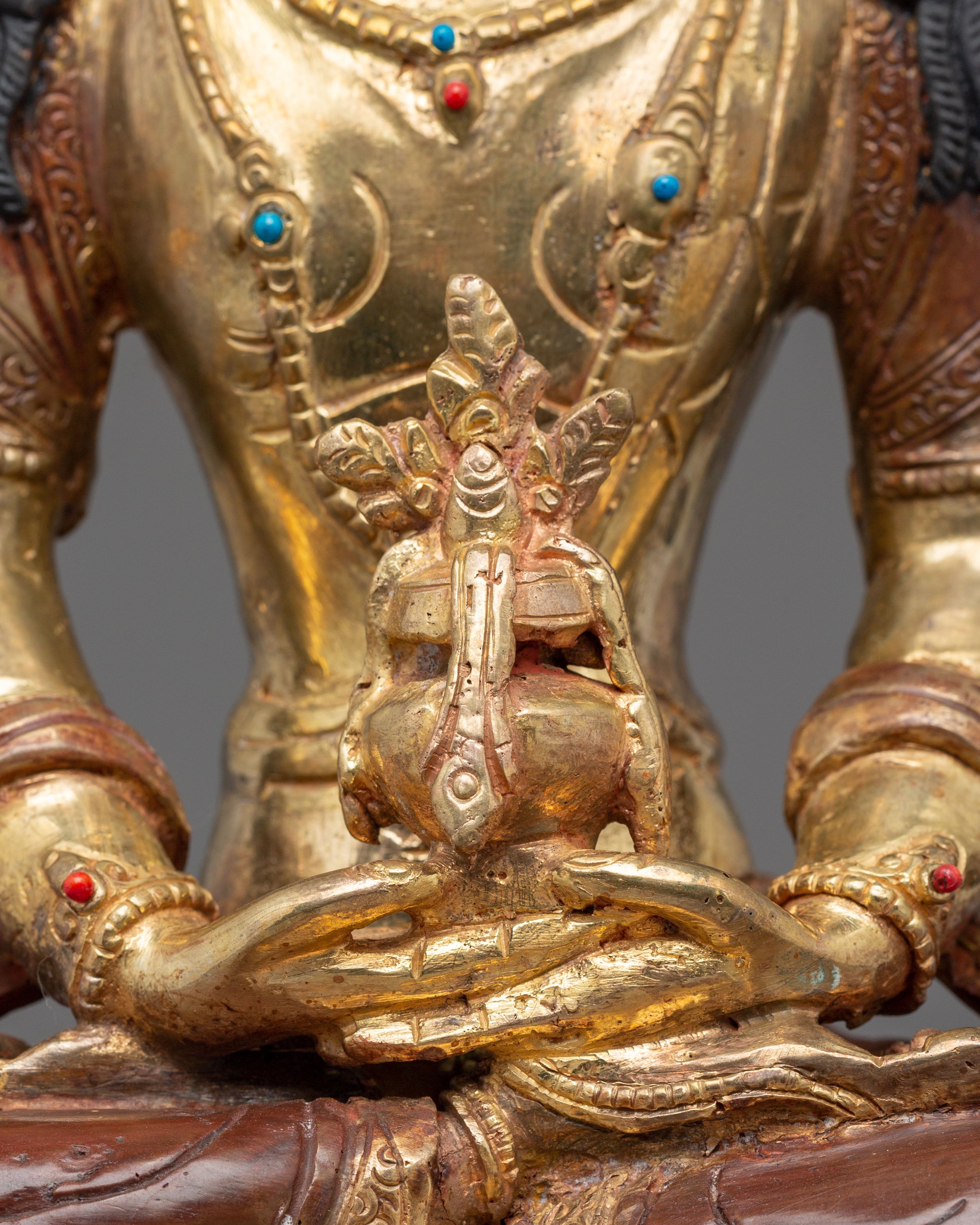 Sacred Long Life Amitayus Buddha Statue | Golden Copper Buddha Sculpture