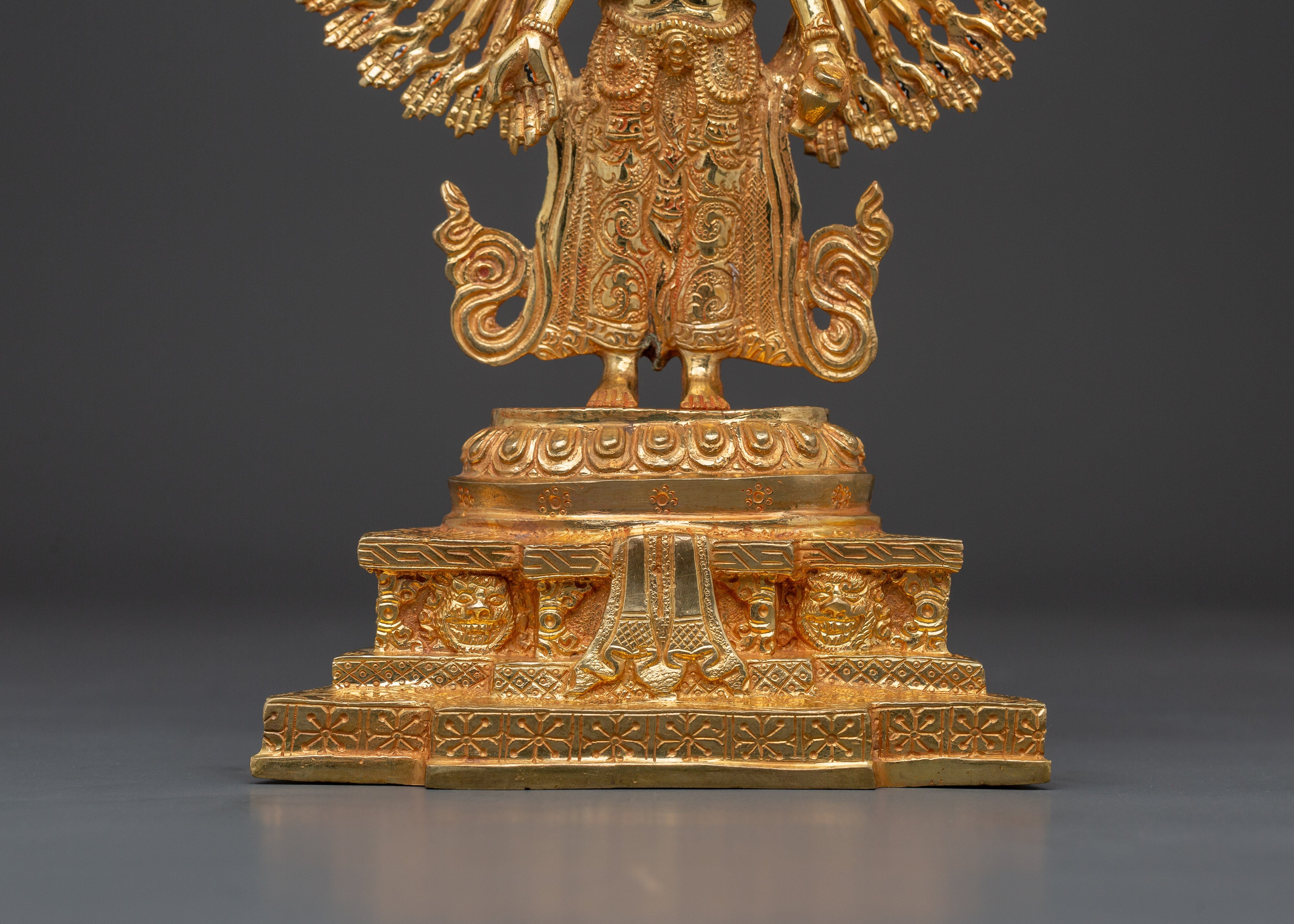 Gold Plated Thousand Armed Chenrezig | Bodhisattva Statue