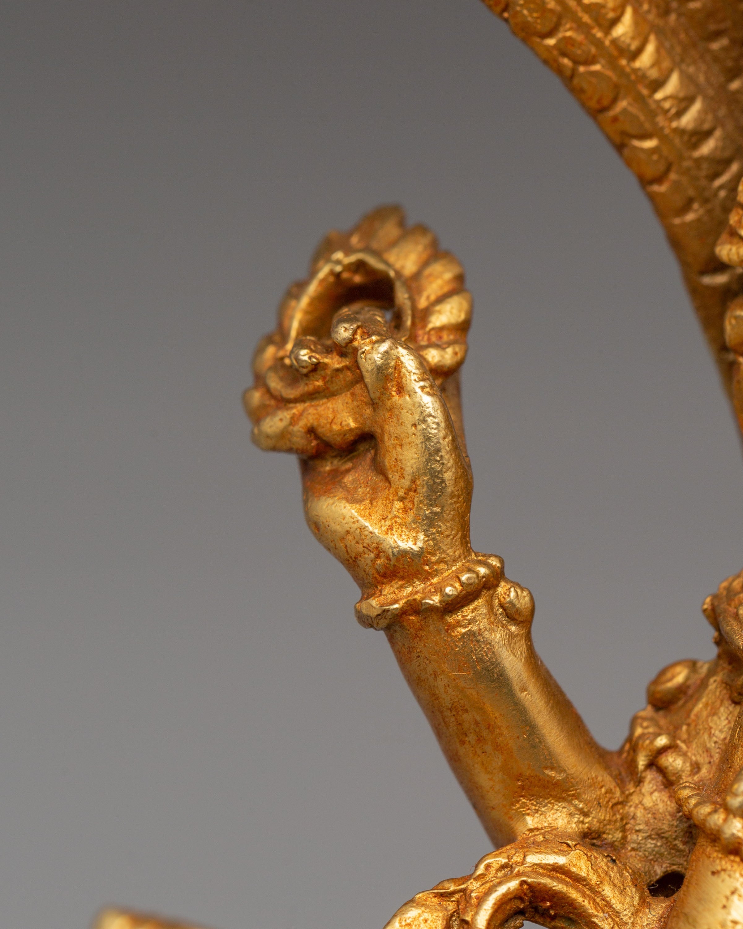 Handcrafted Vishnu Copper Statue | Gold Plated Hindu Deity