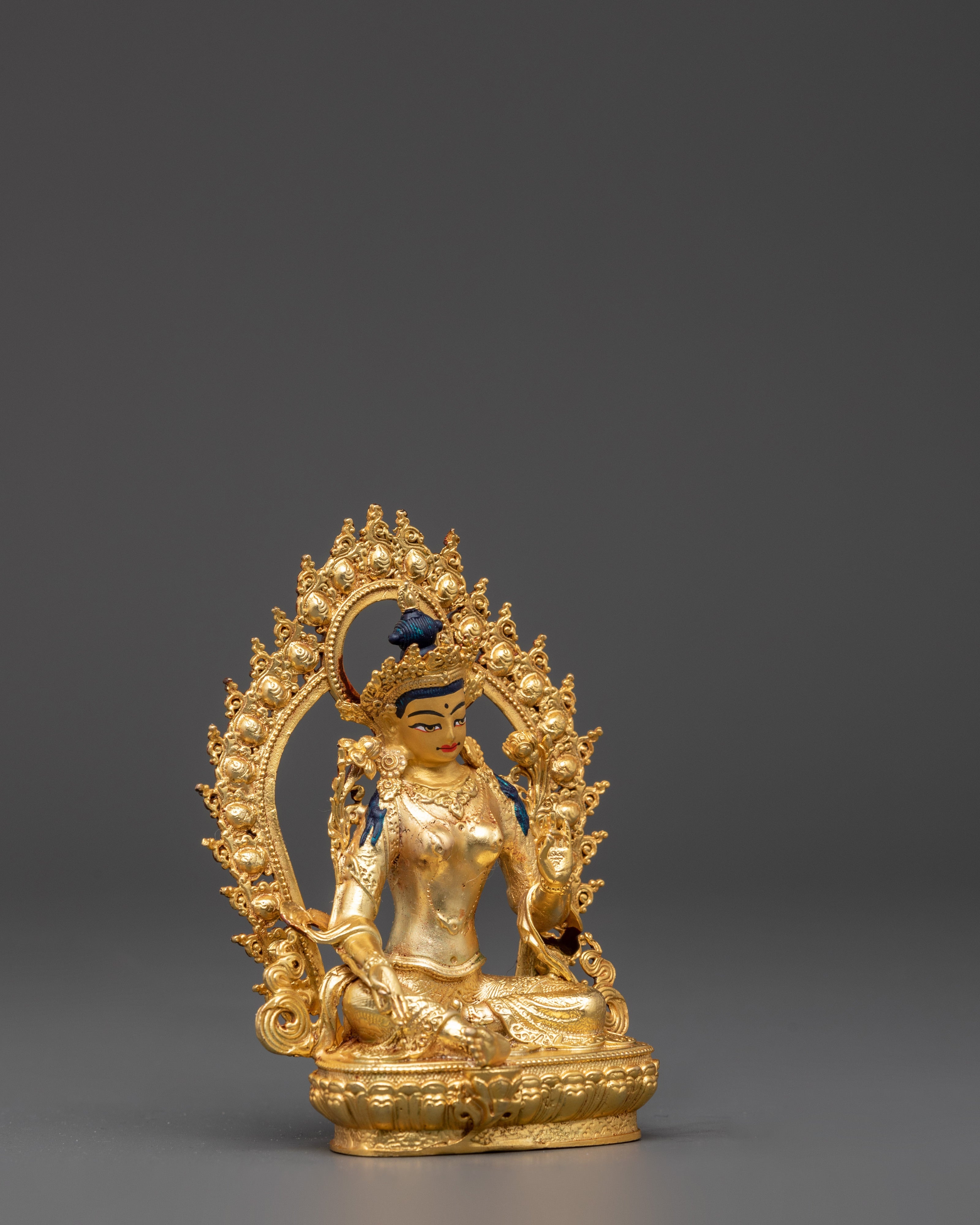 Handcrafted Sacred Shyama Tara Sculpture | Compassionate Green Tara Figure
