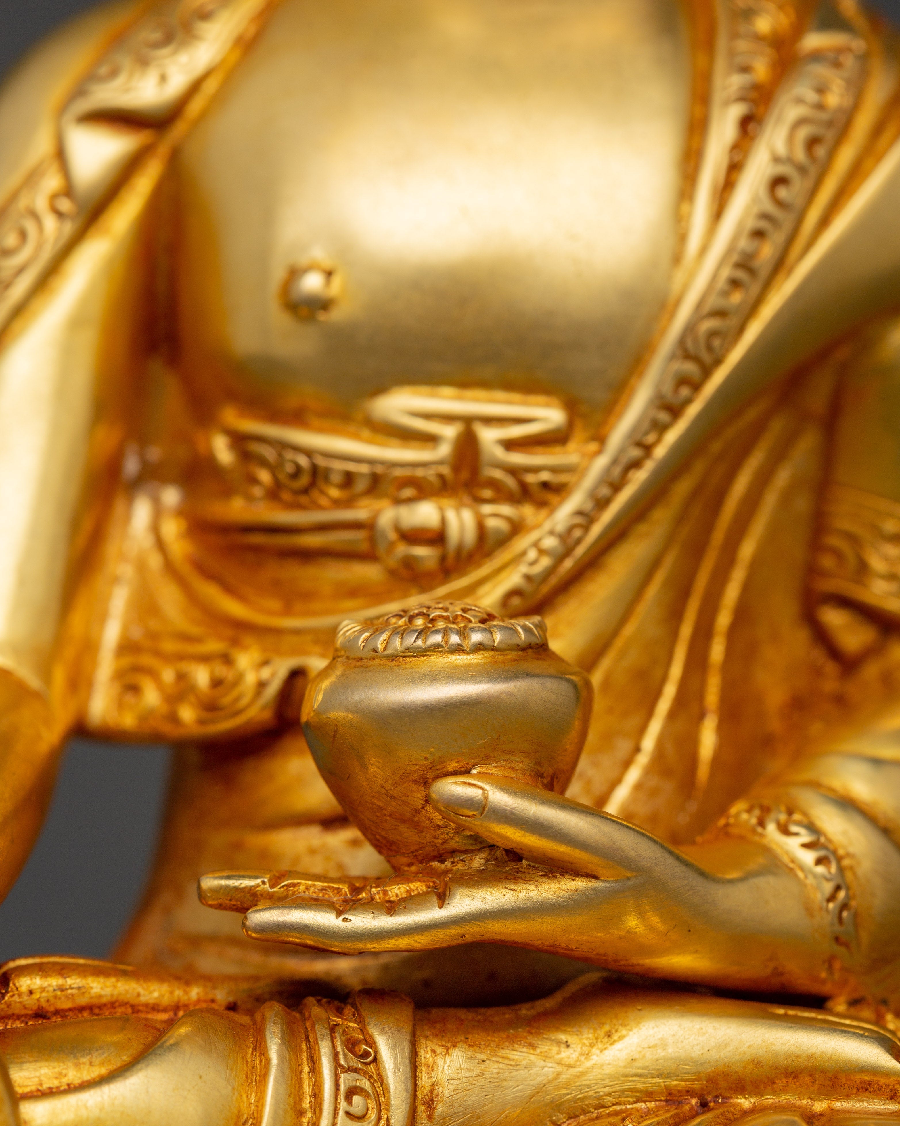Shakyamuni Buddha Gold Plated Statue | Handcrafted Copper Deity for Meditation
