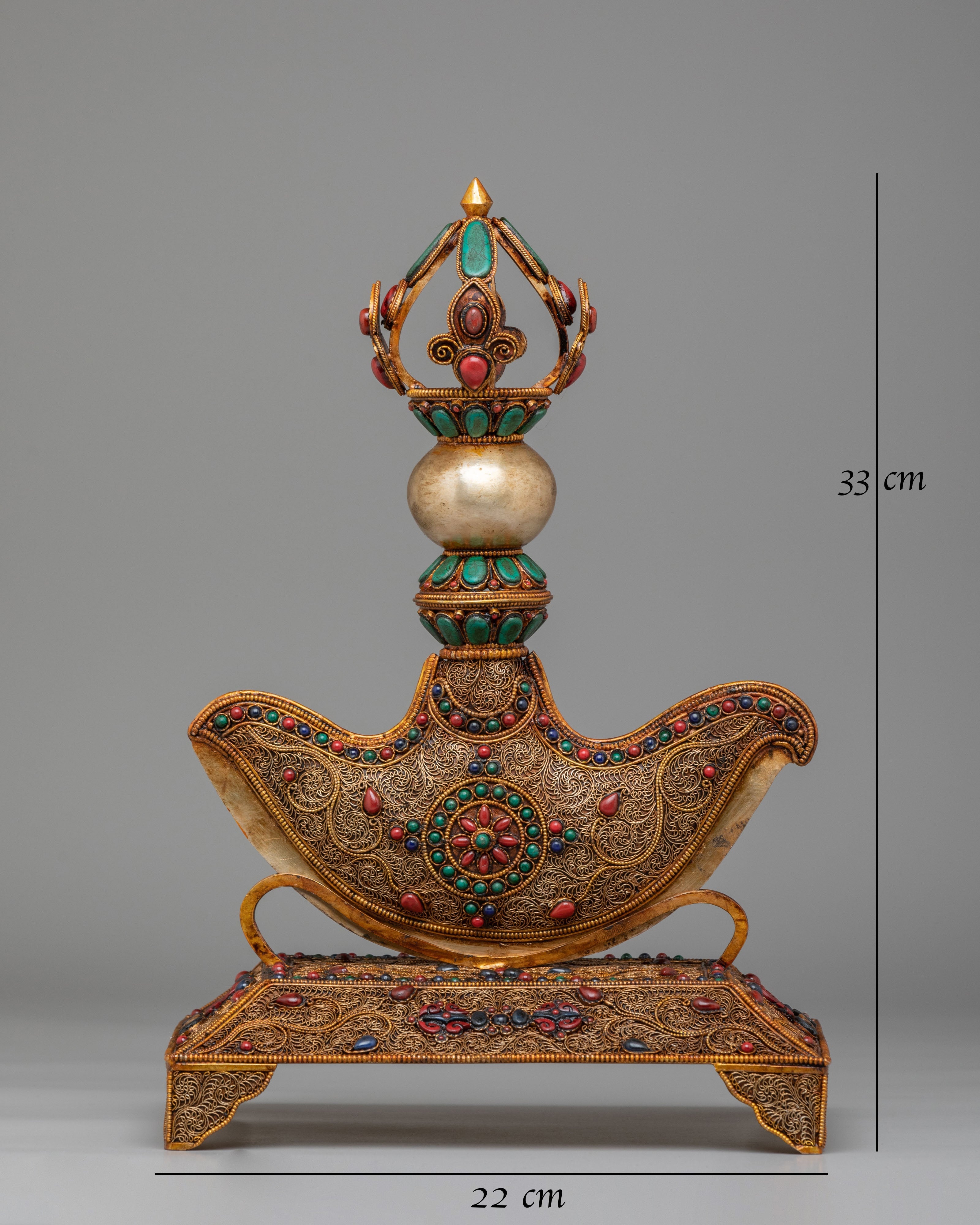 Himalayan Altar Ritual Kartika Knife | Gold Plated Copper Buddhist Artwork