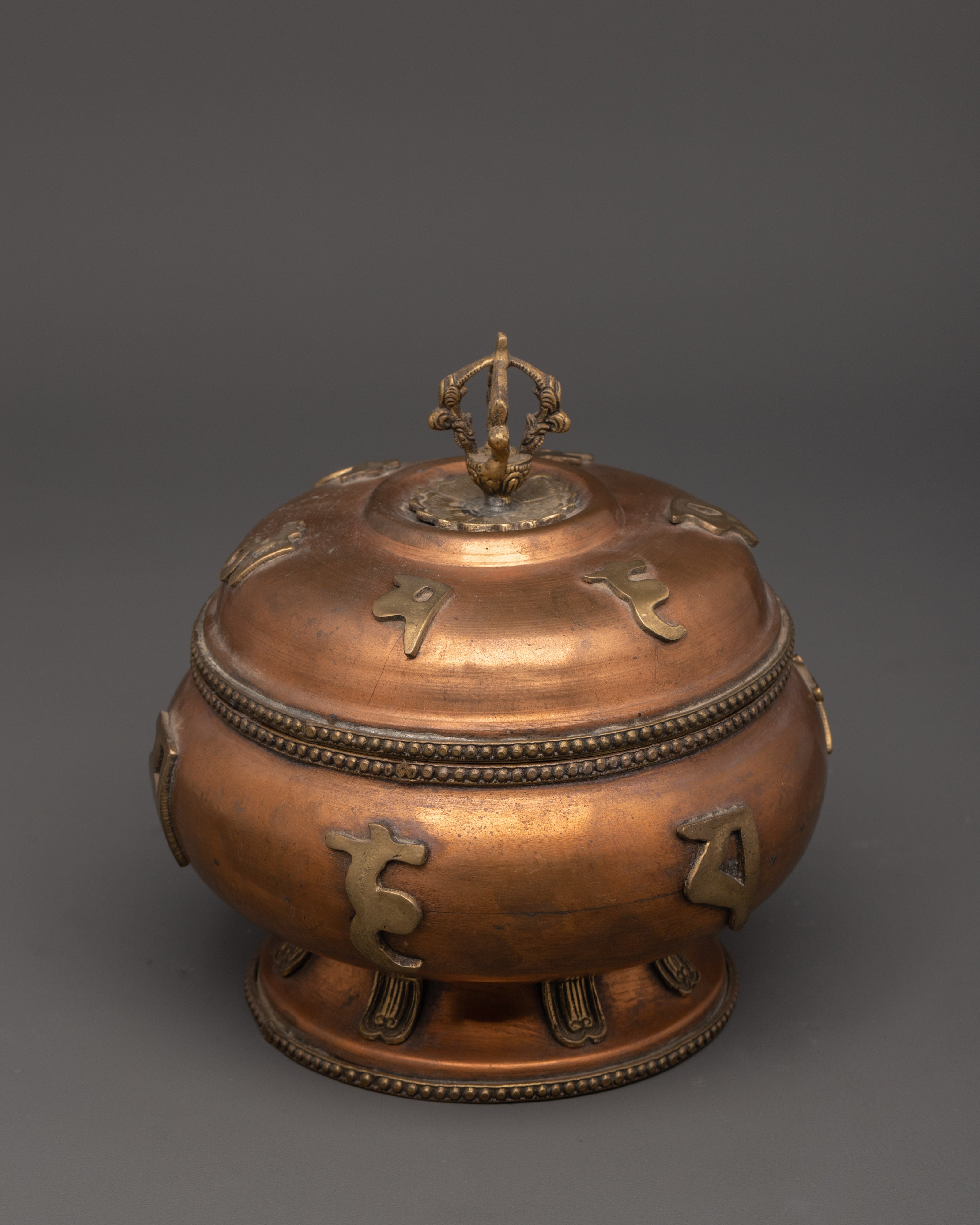 Traditional Religious Rice Pot | Brass Decor for Prayer and Offerings