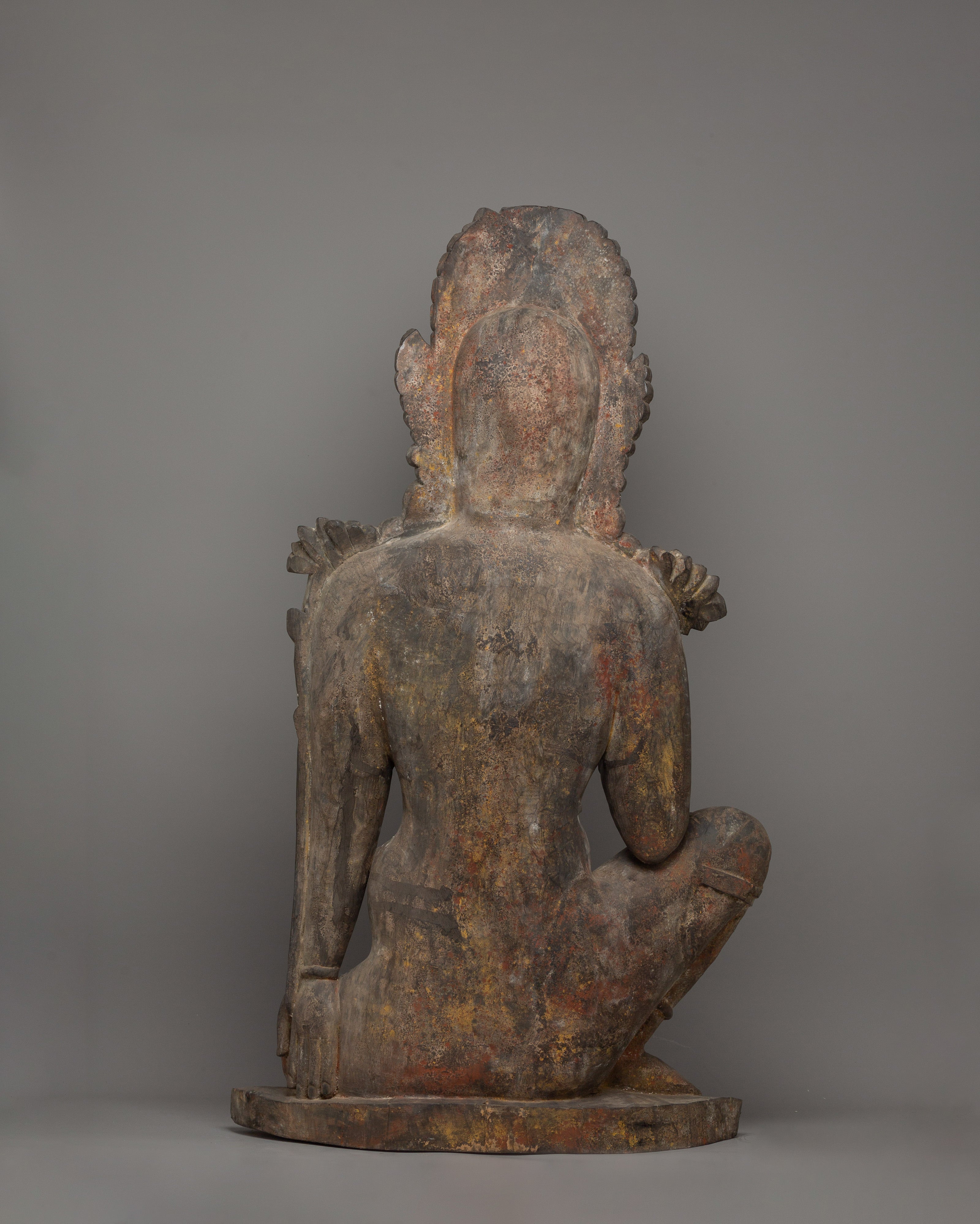 Handcarved Wooden Lokeshwor Statue | Divine Buddhist Protector