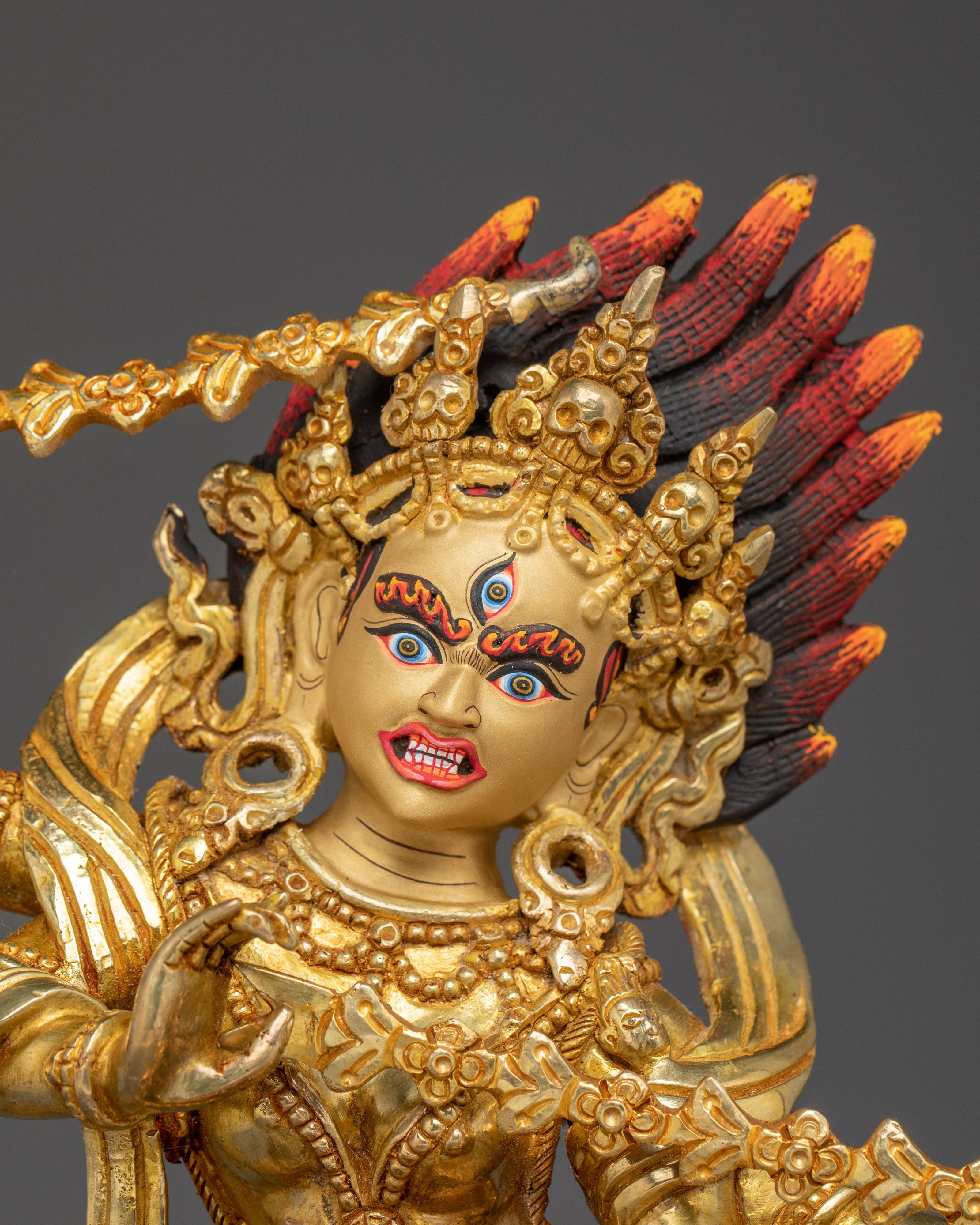 Goddess of Magnetism Kurukulla Statue | Tibetan Copper Gold Plated Deity