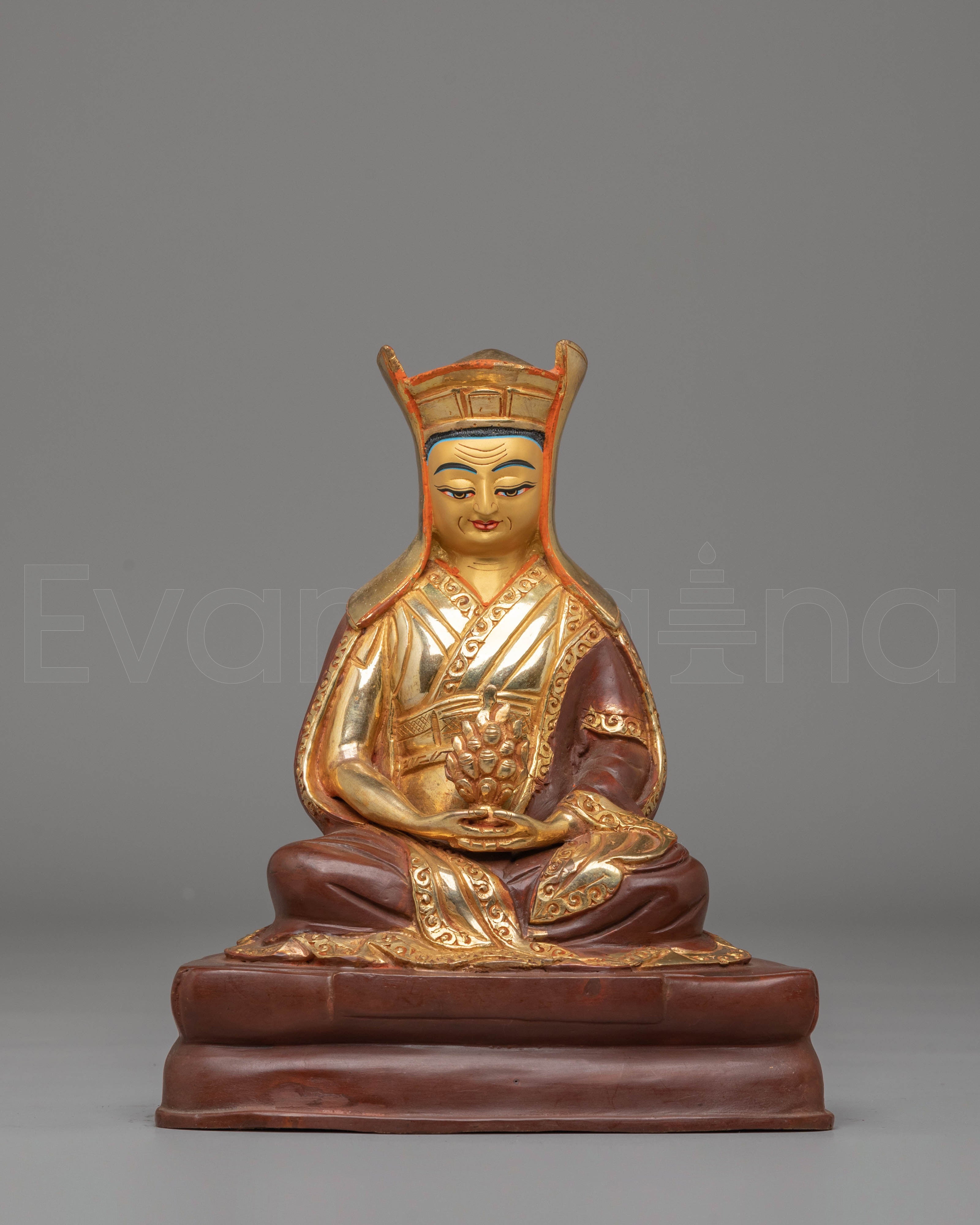 Handcrafted Marpha Buddhist Statue | Copper Body with Acrylic Color and 24K Gold Plating