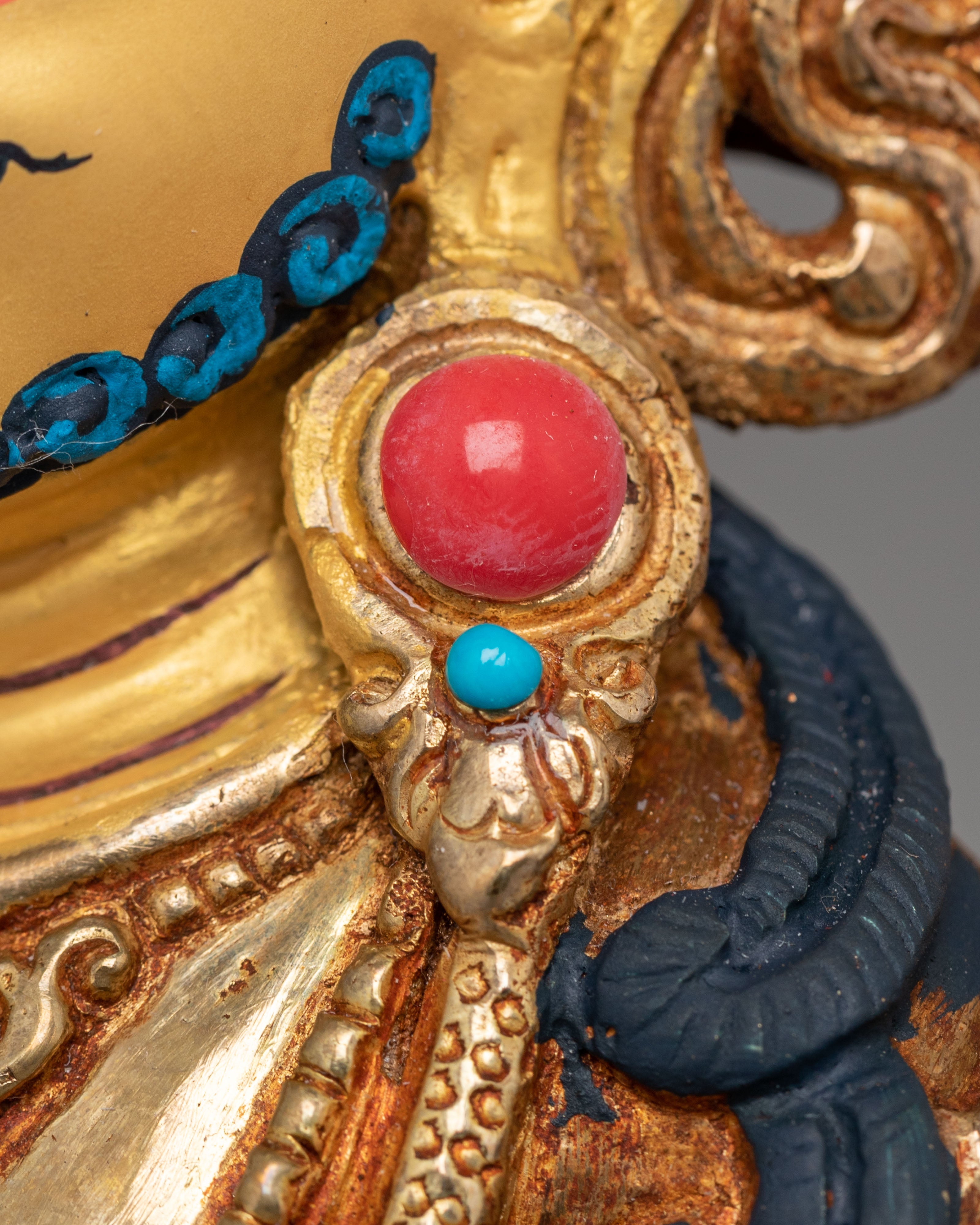Handcrafted Dzambhala Altar Sculpture | 24K Gold Plated Tibetan Wealth Deity Statue