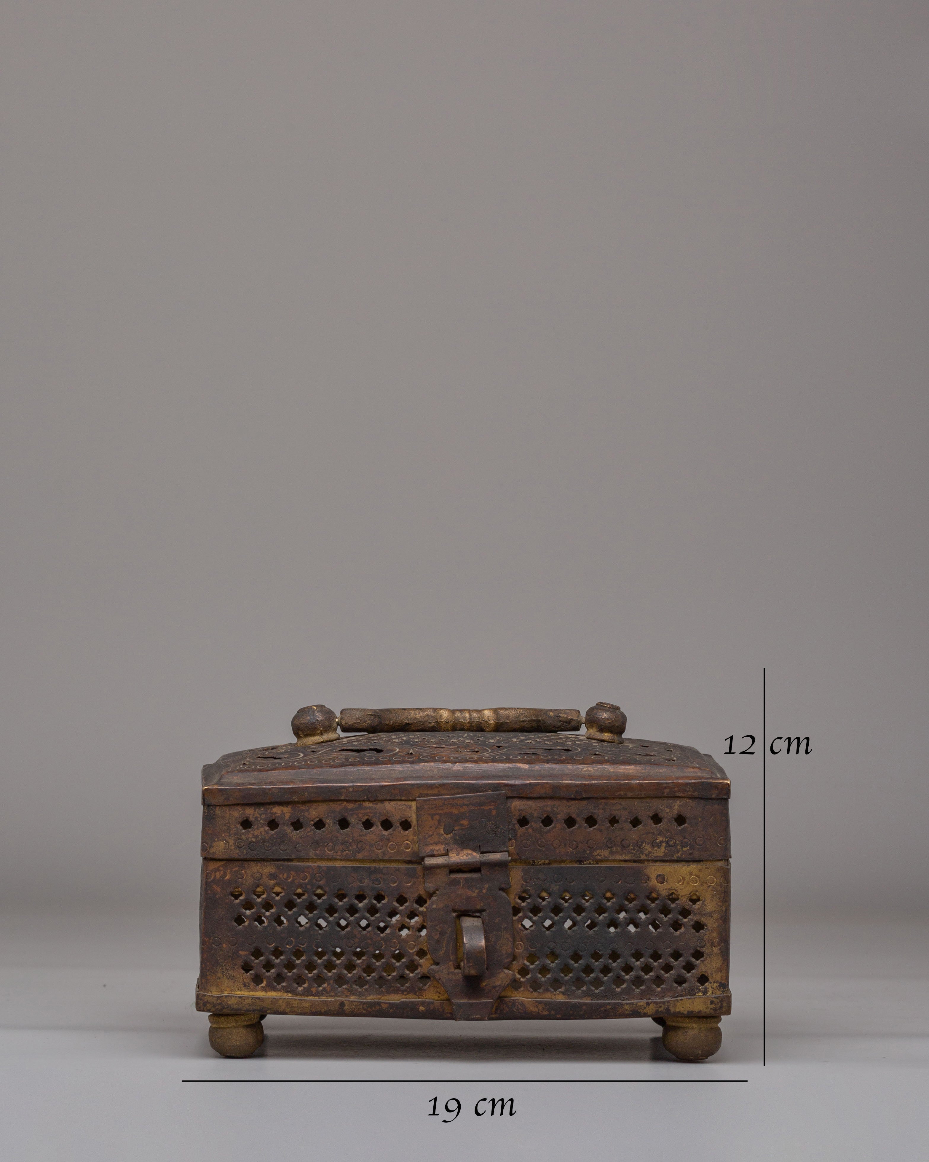 Handmade Antique Finish Box | Copper Box with Gold Plating