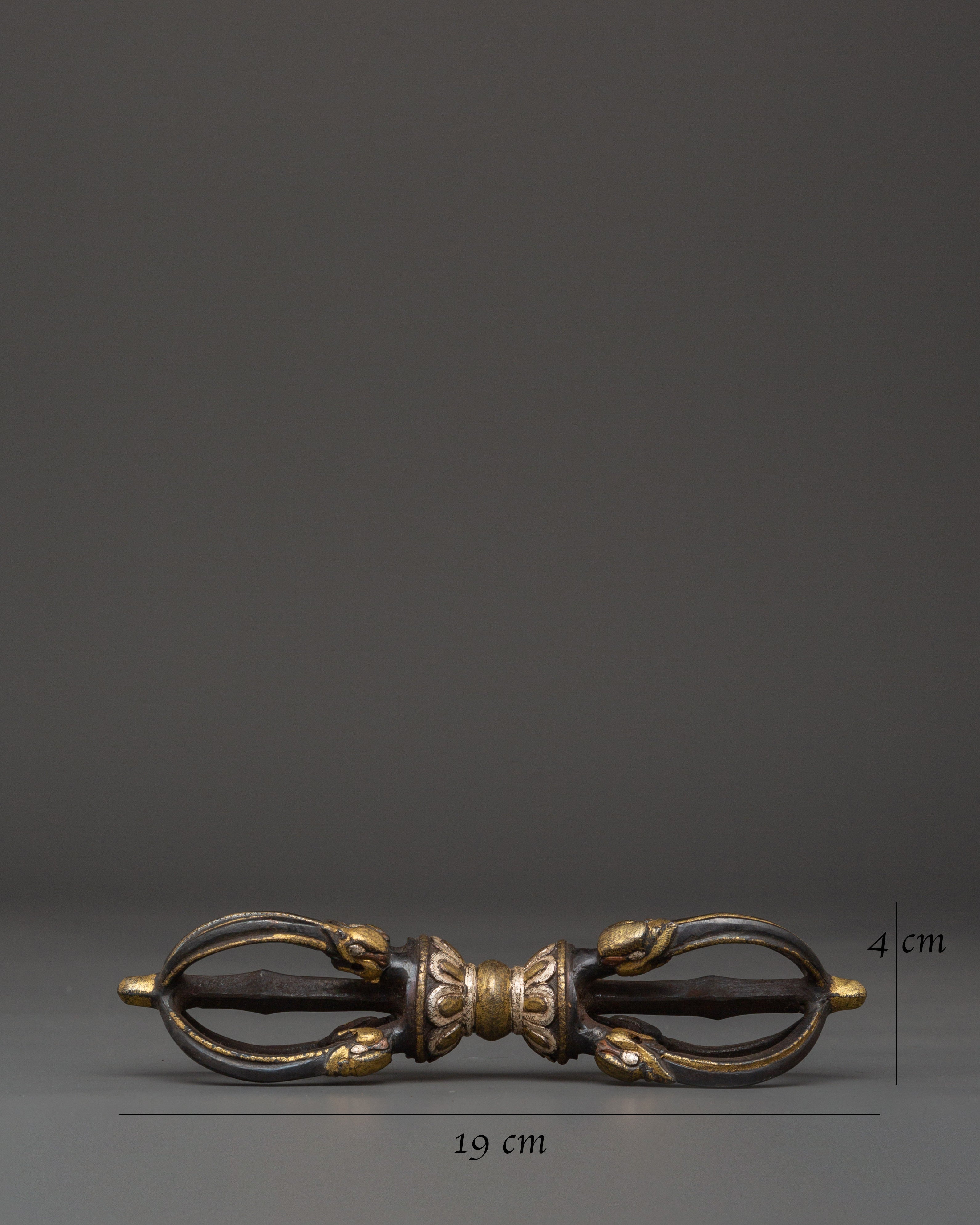 Silver Inlaid Tibetan Vajra | Handcrafted Ritual Scepter for Meditation