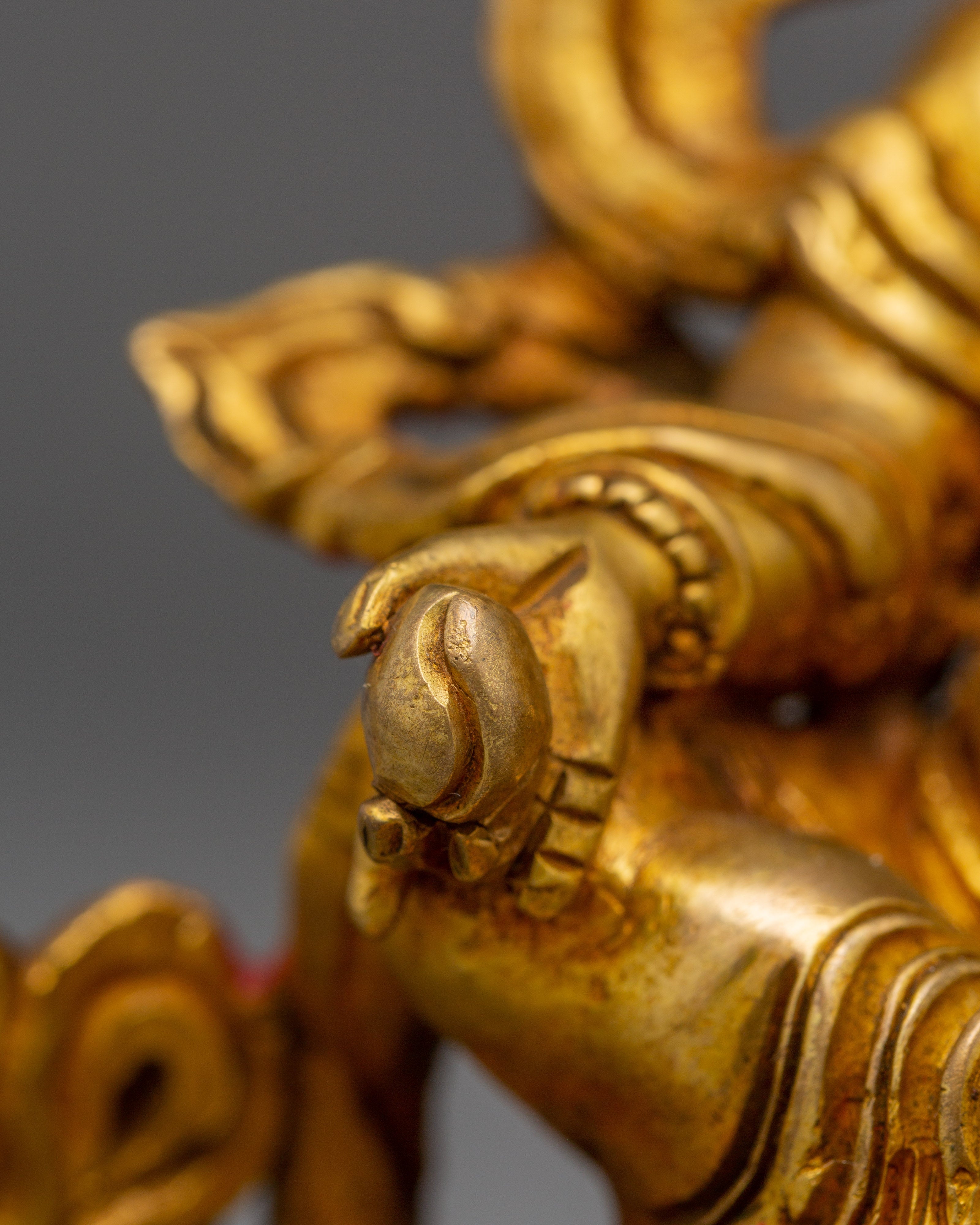 Sacred Dzambala Statue for Abundance | Copper Body, Gold Gilded, Acrylic Color