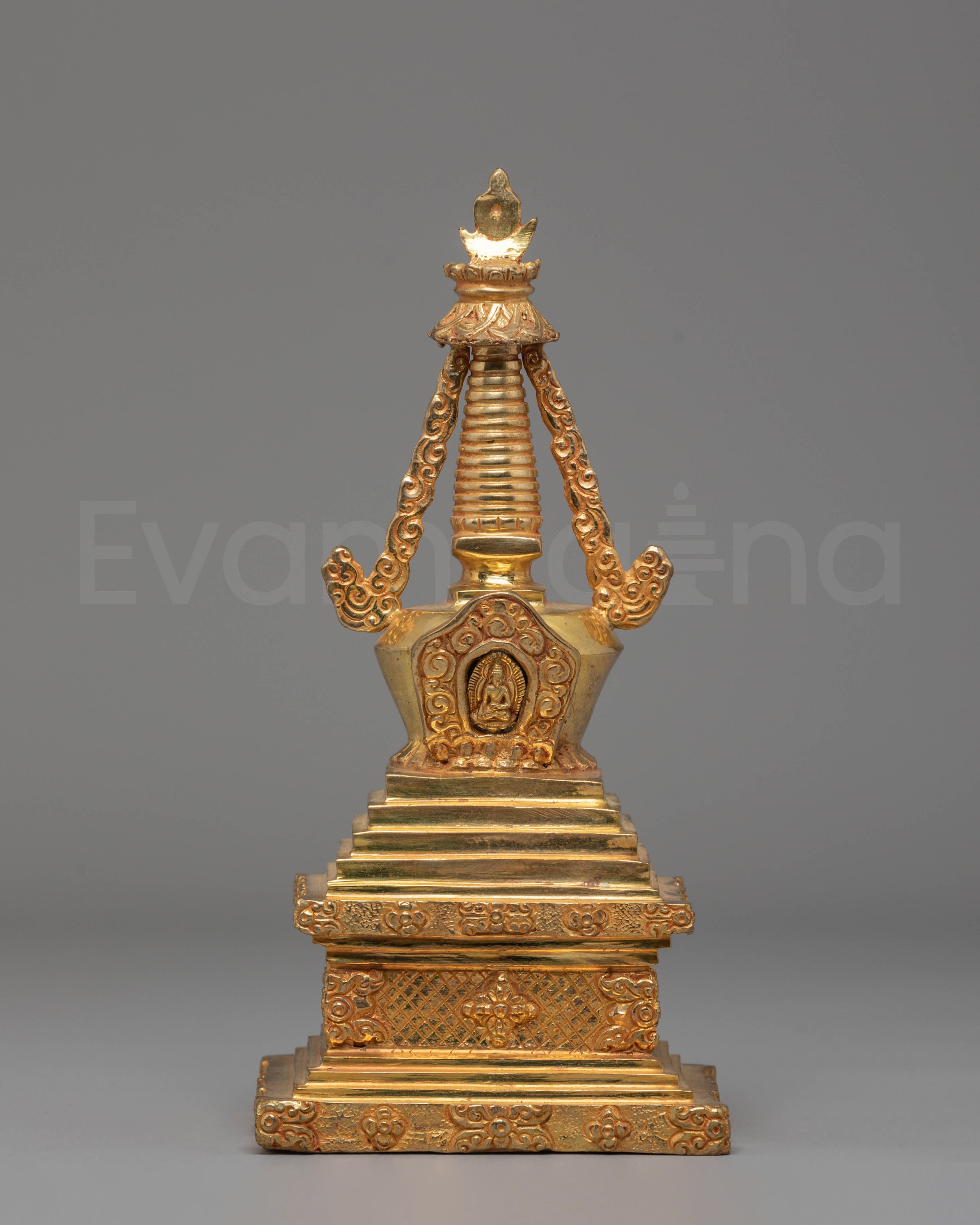 Handcrafted Gold-Plated Stupa Statue