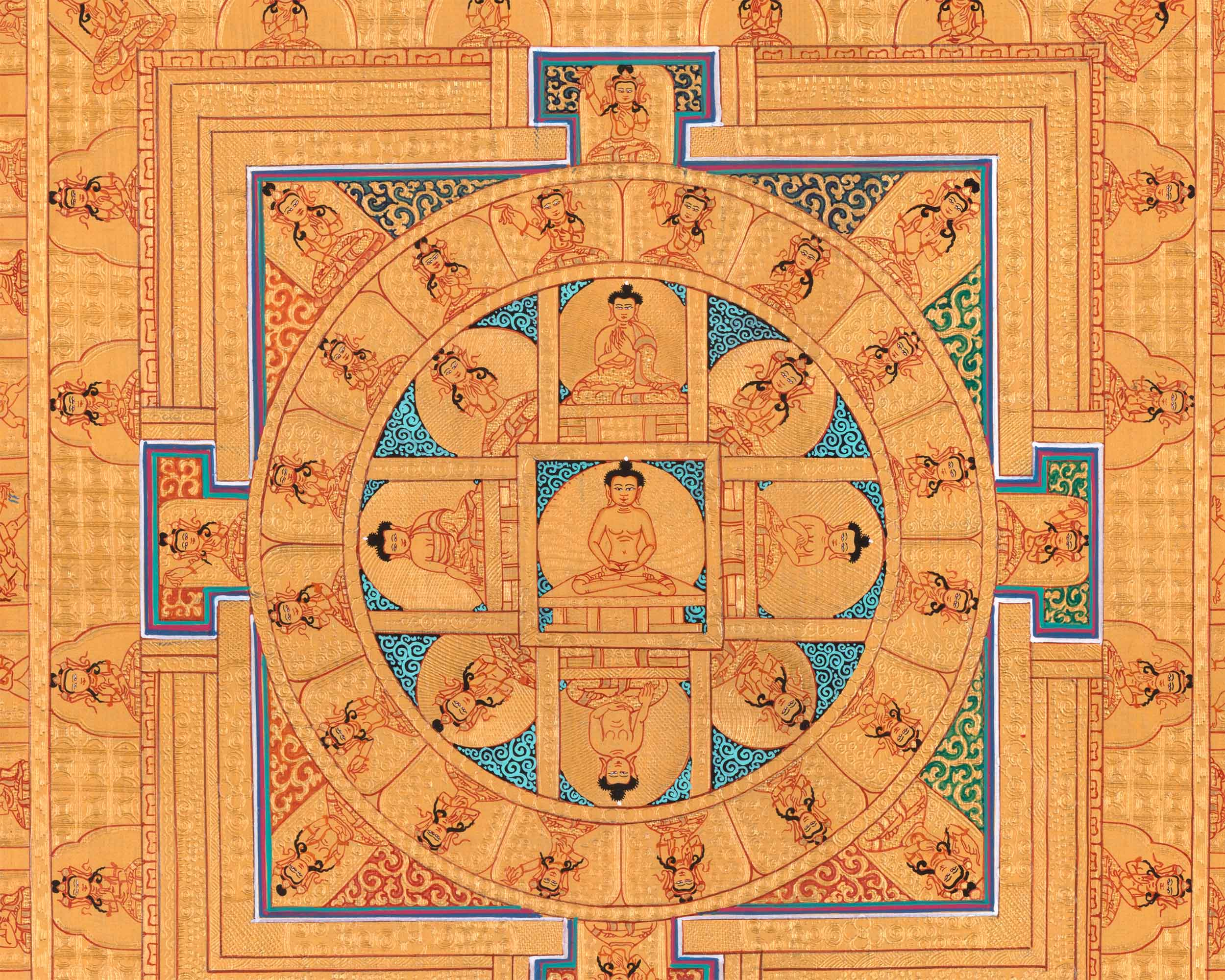 Buddha Mandala Digital Print | Traditional Buddhist Thangka Print | Spiritual Décor
