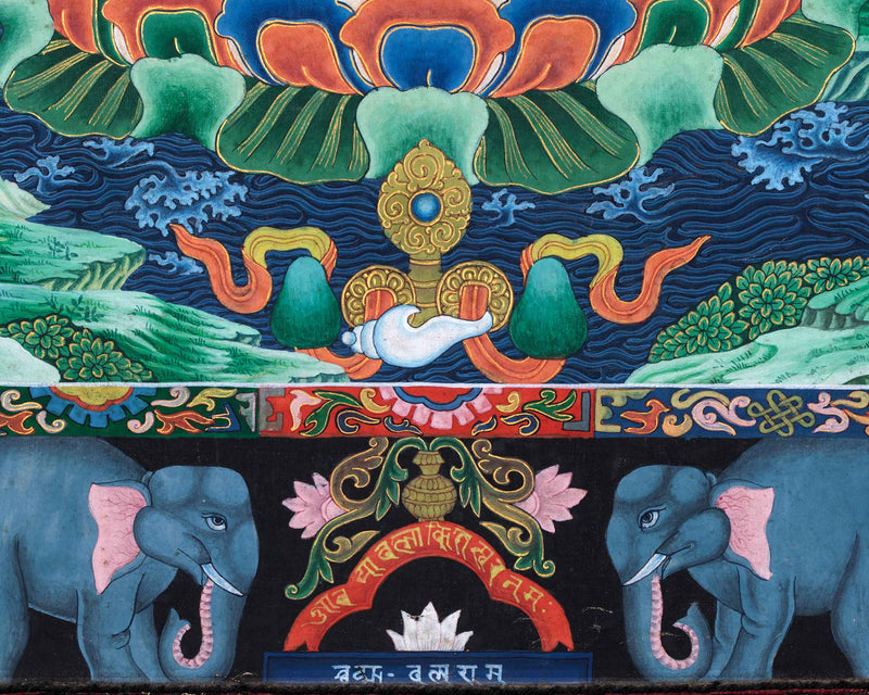 Padhma Pani Thangka Print | Avalokiteshvara Traditional Thangka | Digital Wall Decors