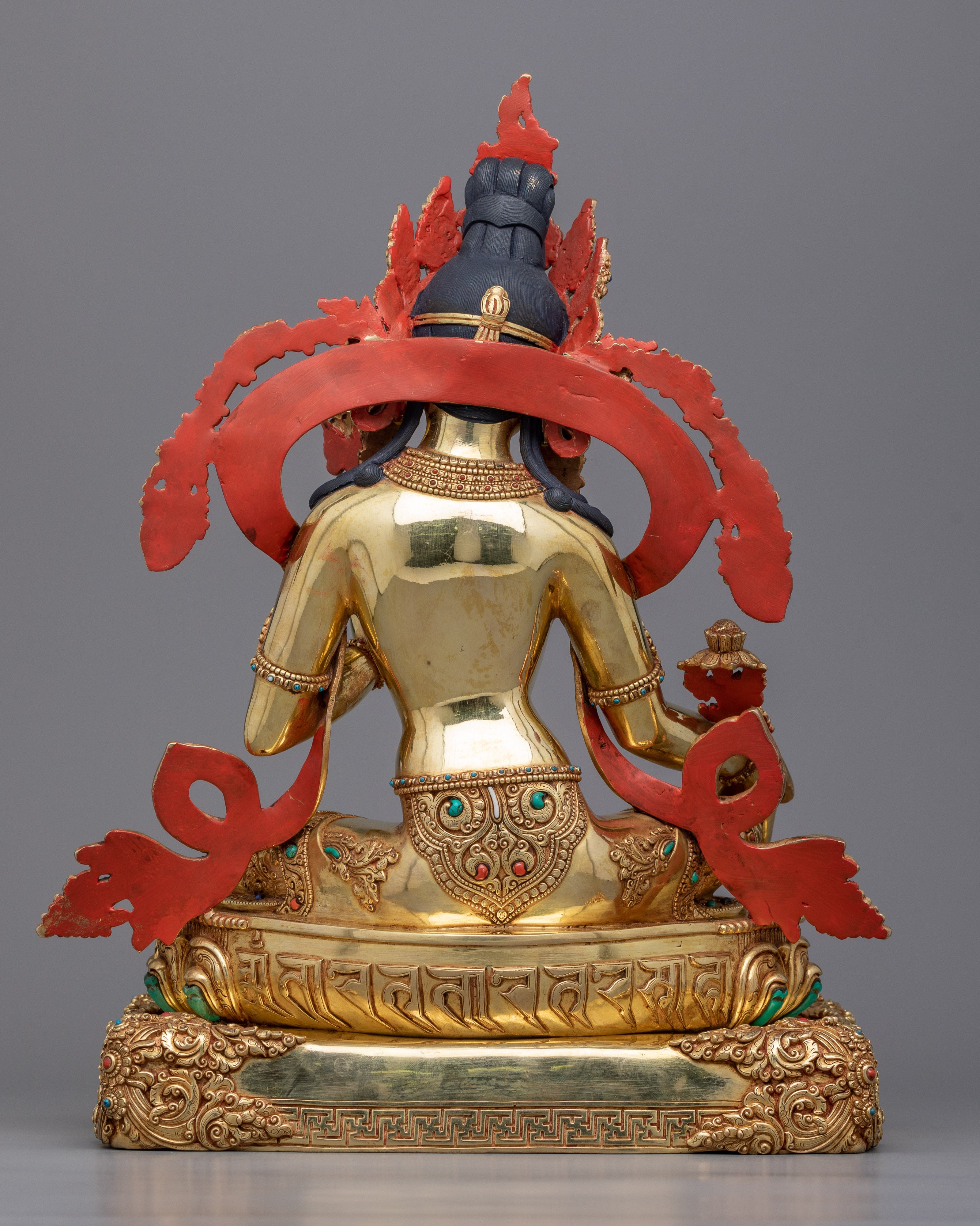 Embrace Protection with the Statue of Tara Green | Himalayan 24k Gold Gilded Art