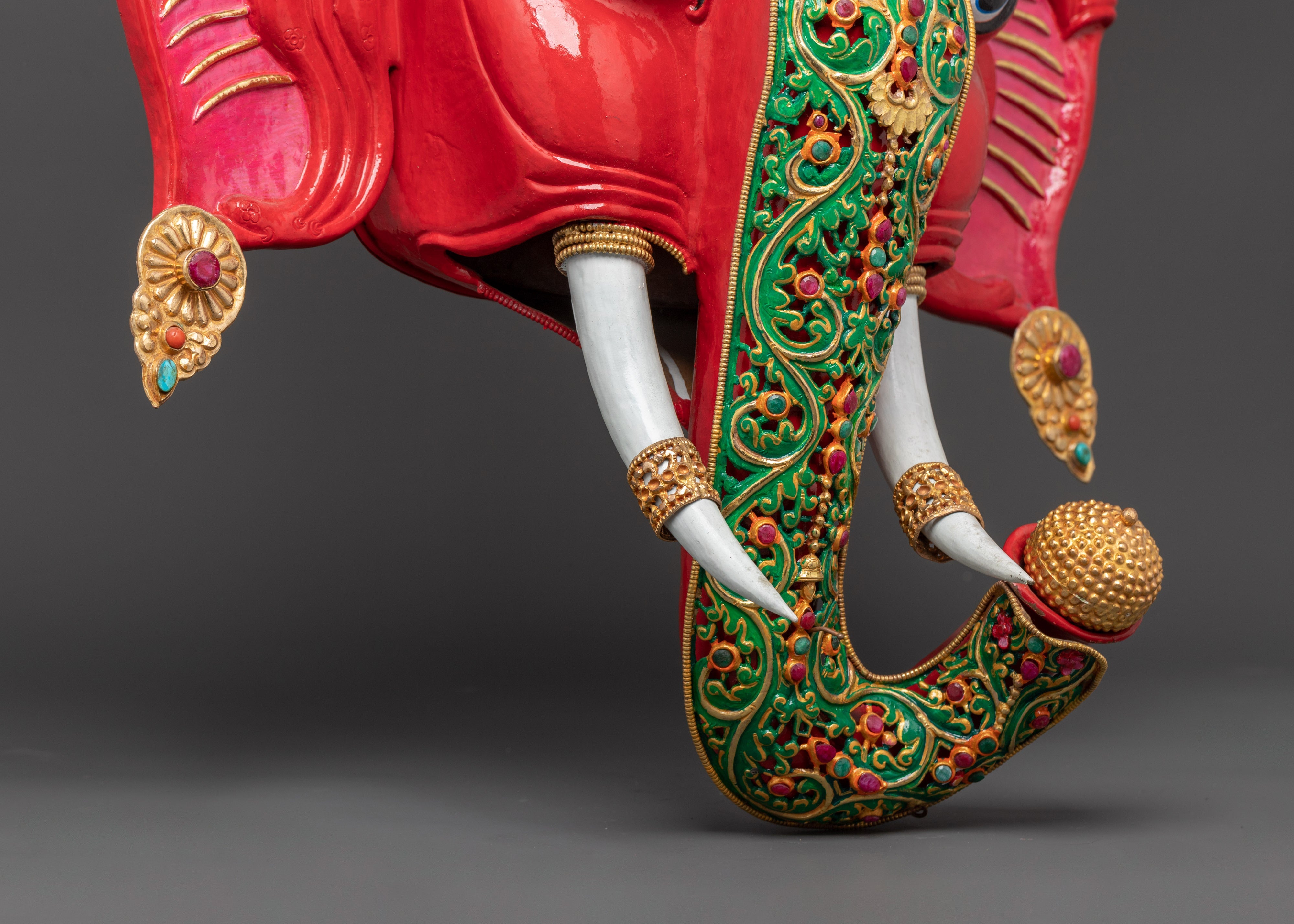 Elephant Head Gold Gilded Wall Hanging | Handcrafted Art