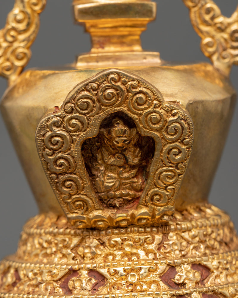 Oxidized Gold-Plated Stupa | Enlightenment and Devotion Symbol