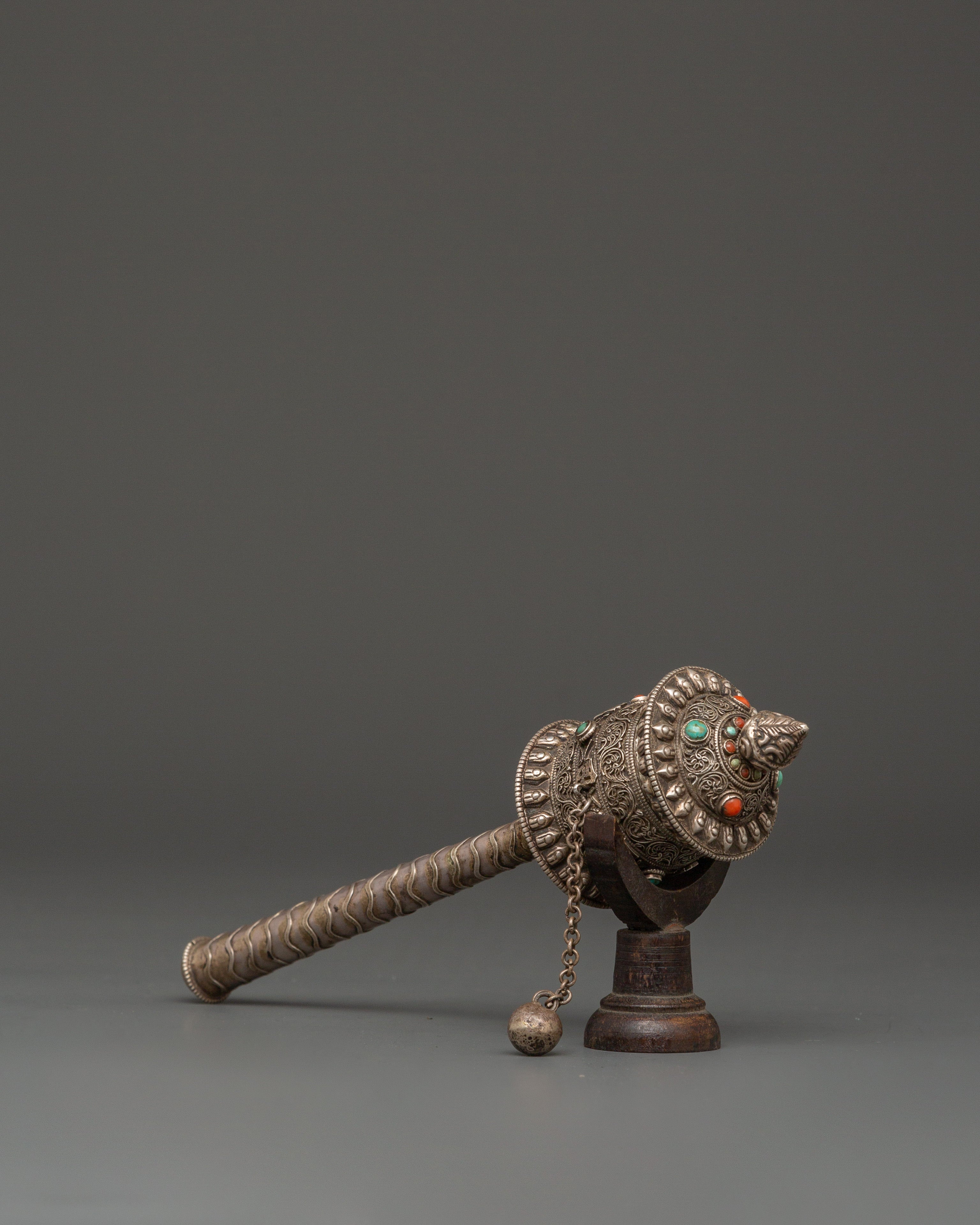 Tibetan Prayer Wheel 92.5% Silver | Handcrafted Spinning Mani Wheel