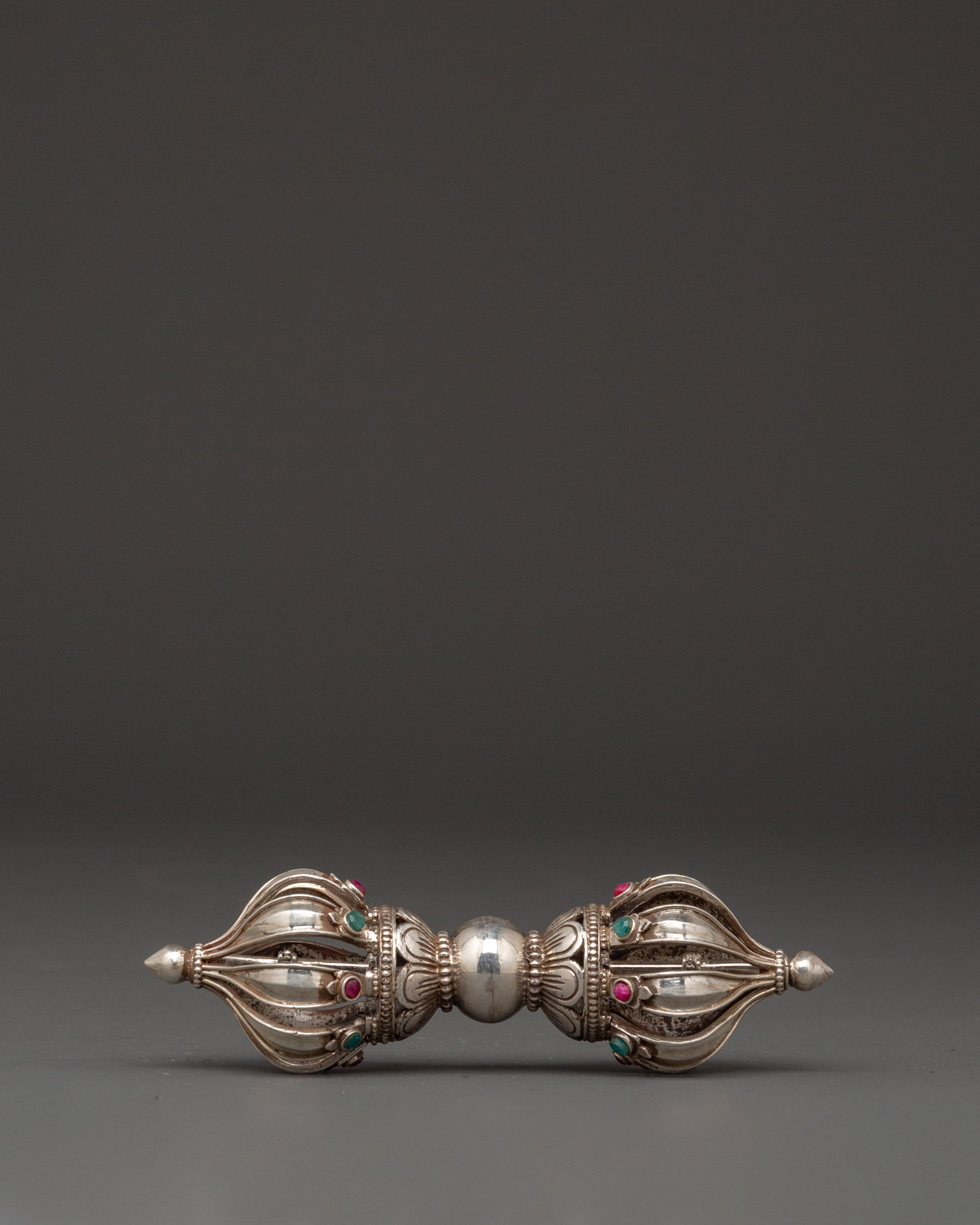 Wrathful Deity Engraved Bell and Vajra Set for Tibetan Rituals