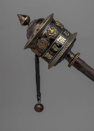 Buddhist Ritual Spinning Prayer Wheel | Traditional Tibetan Design for Peace and Healing