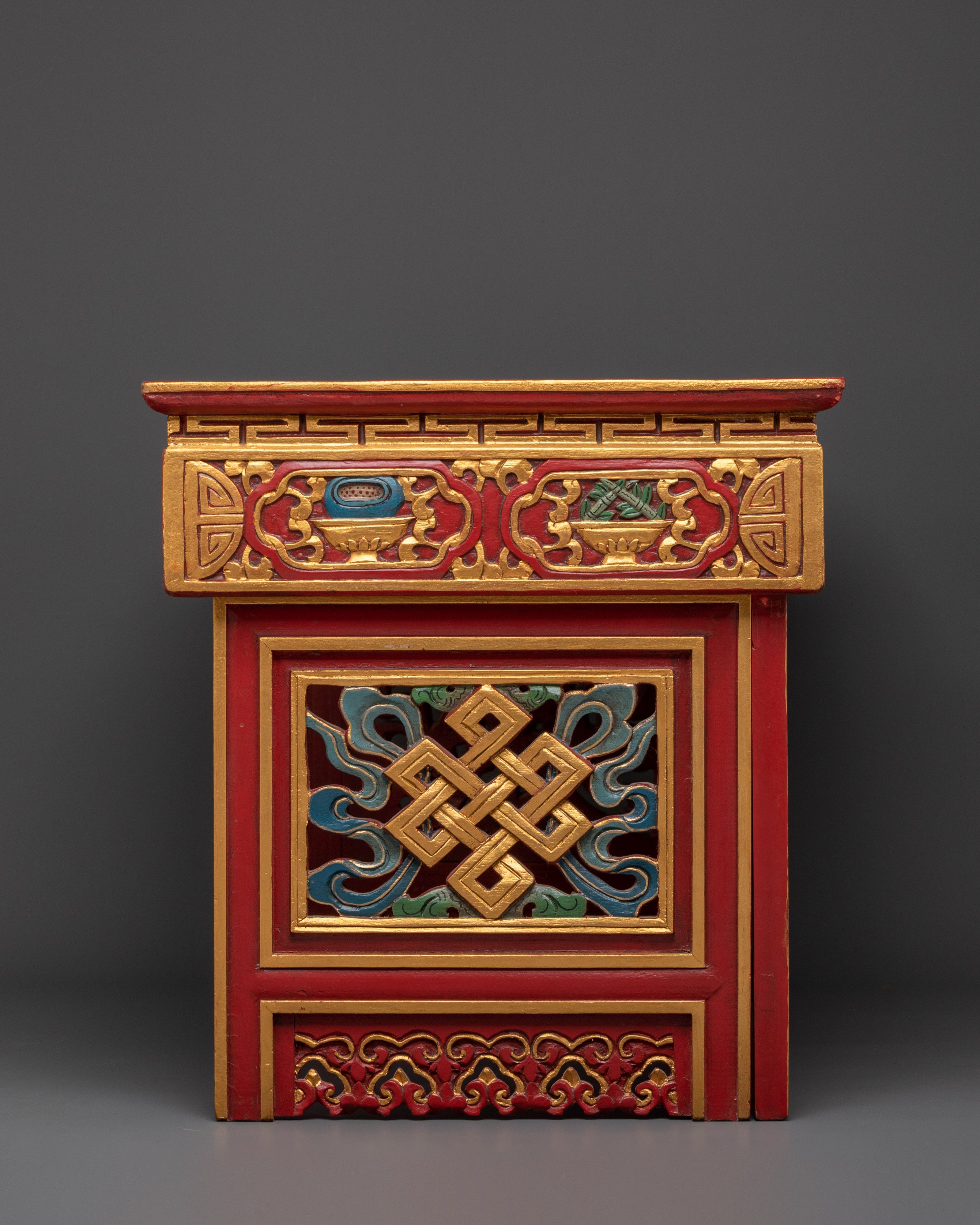 Tibetan Folding Table for Home Decor | Wooden Table with Acrylic Paintings