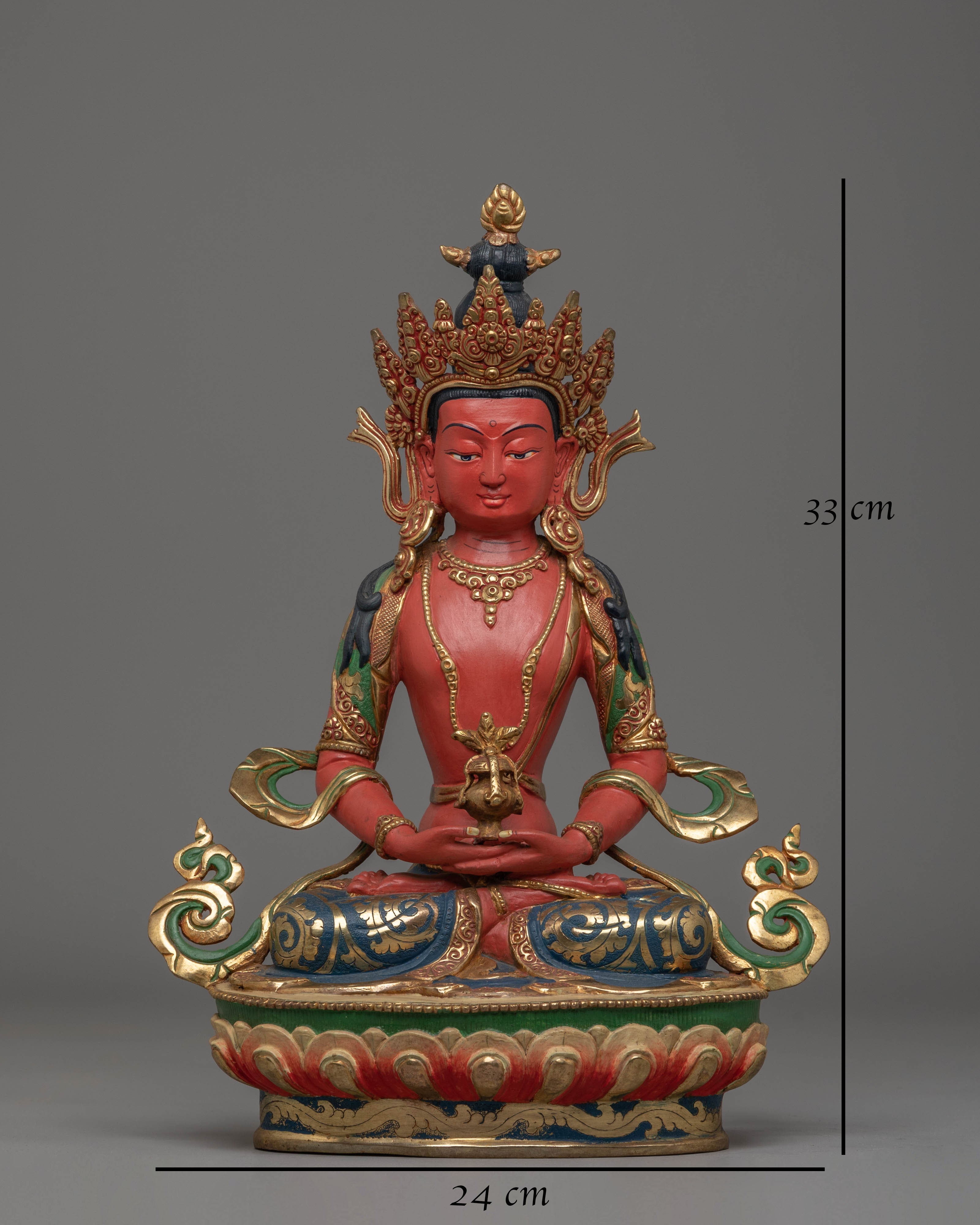 Handcrafted Amitayus Buddhist Copper Sculpture