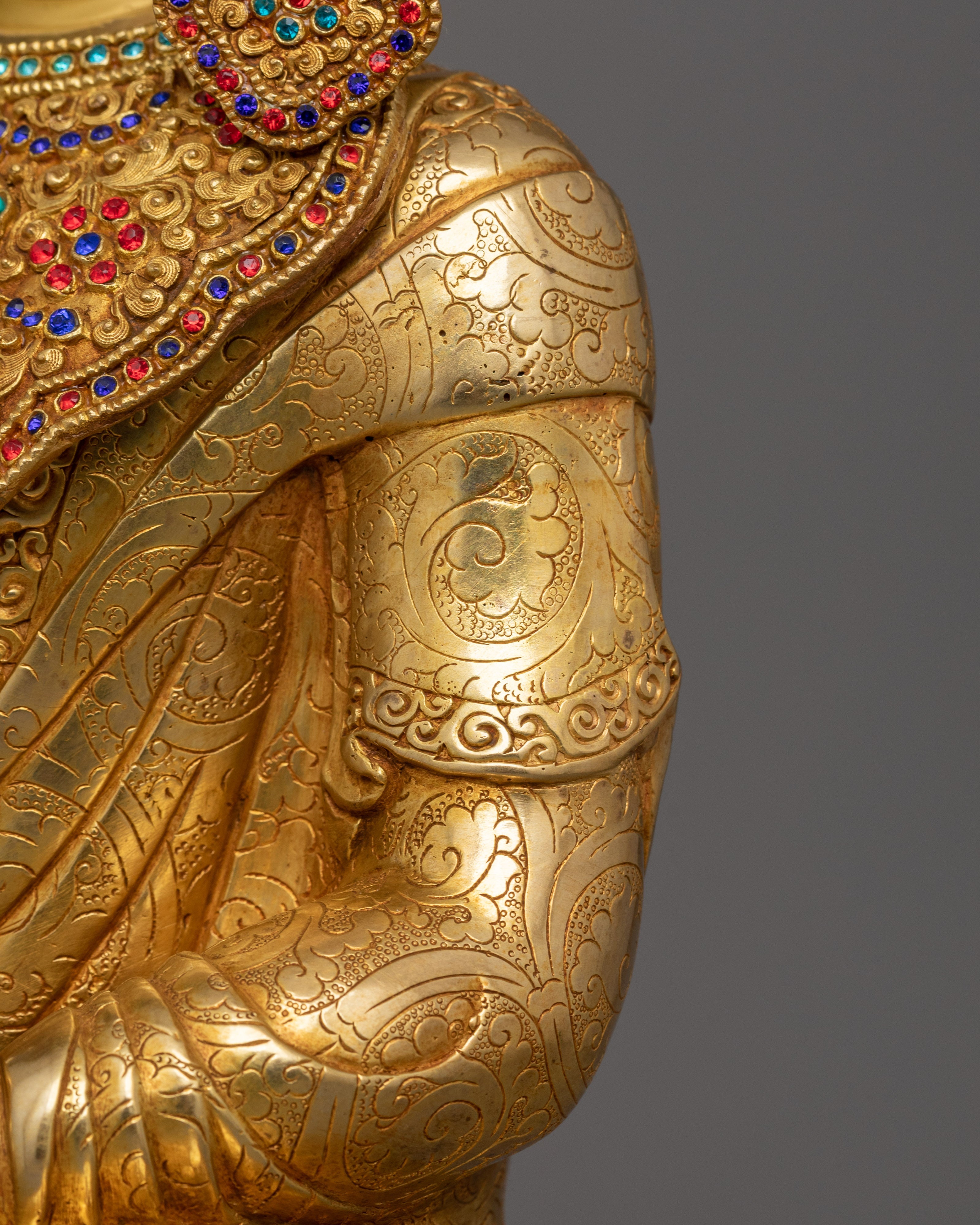 Handmade Historical Crown Shakyamuni Buddha Statue | The Buddha of Wisdom
