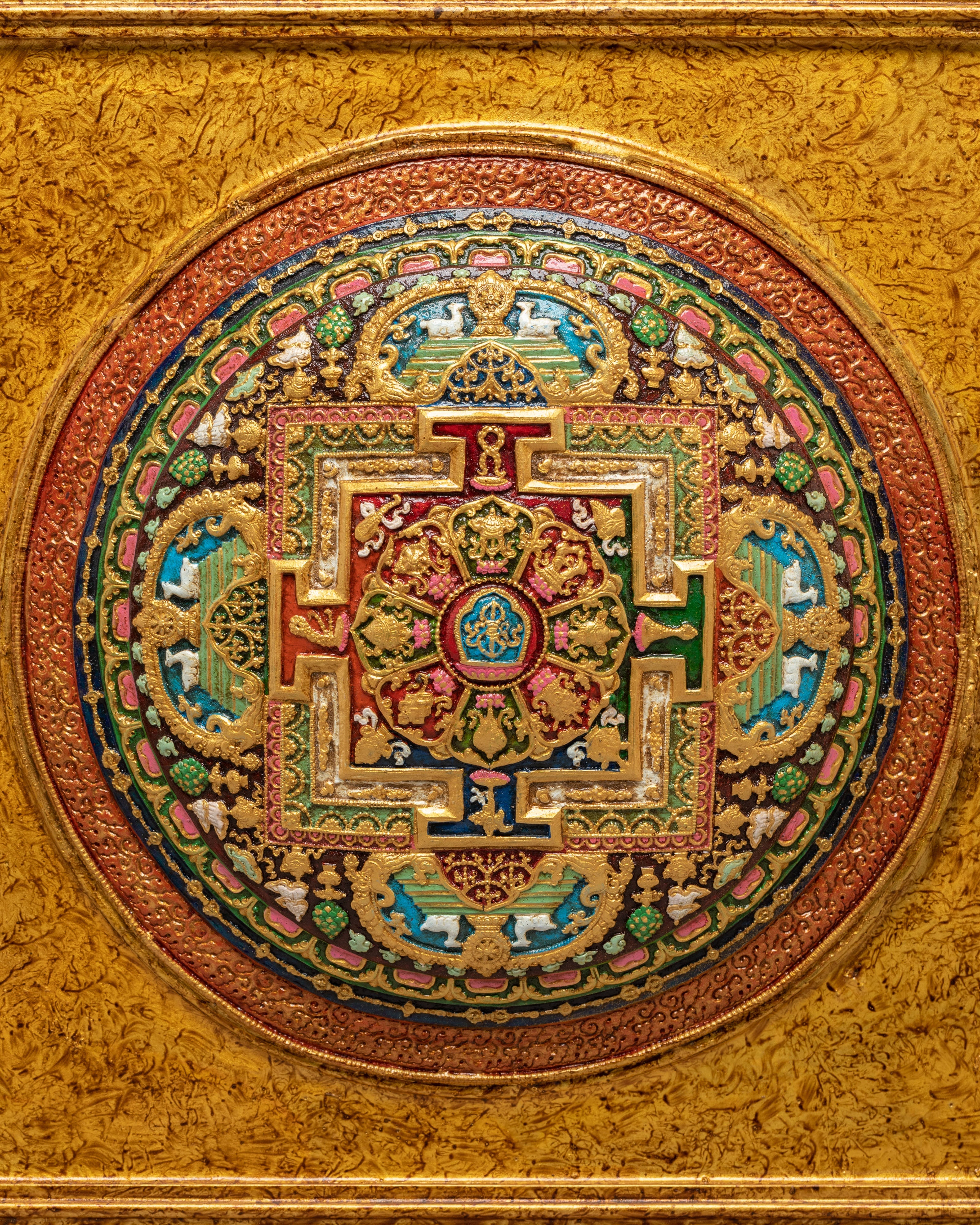 Auspicious Symbols Mandala Wall Hanging | Tibetan Buddhist Art with Eight Symbols