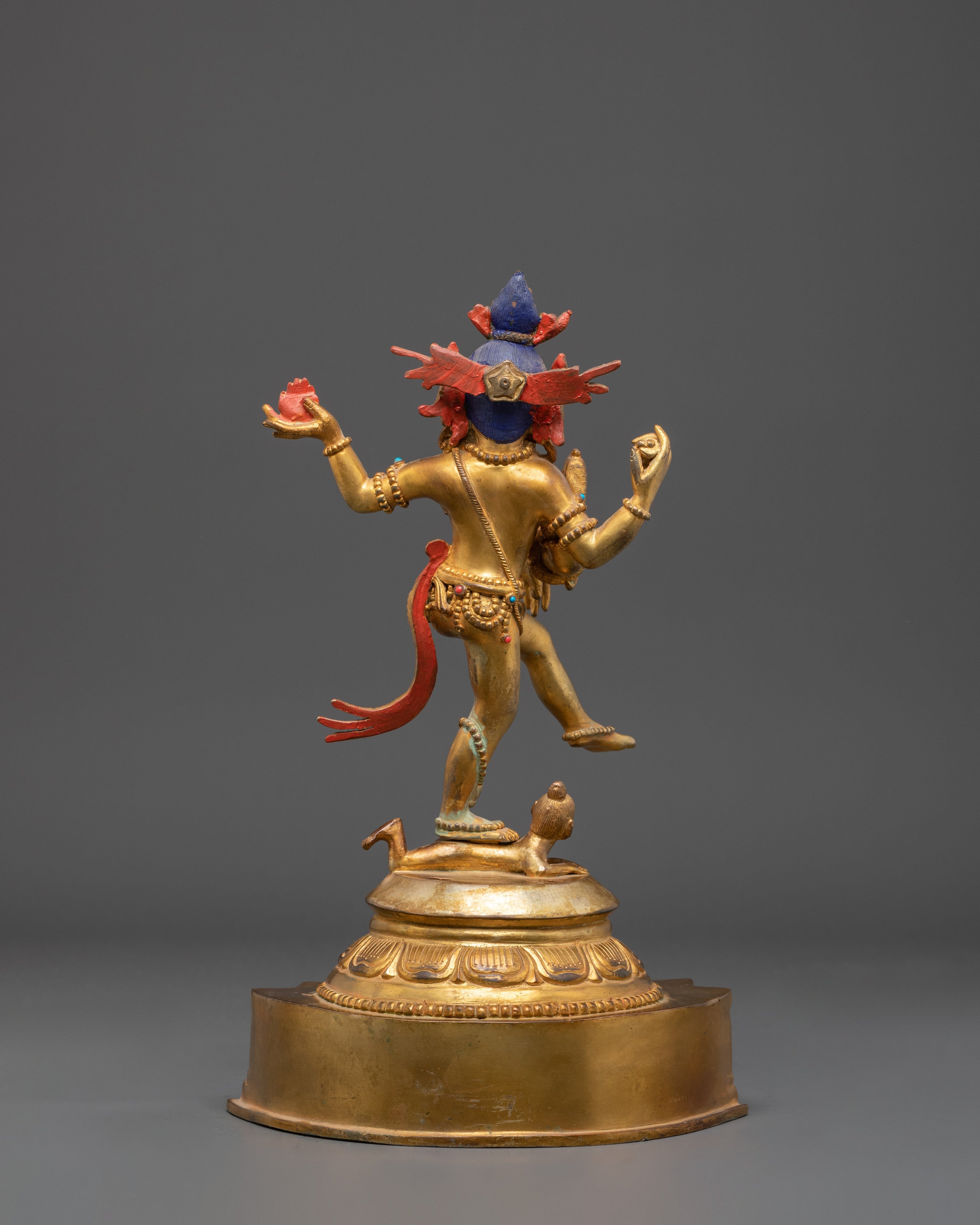Divine Nataraj Dancing Statue | Gold Plated Copper Hindu God Sculpture