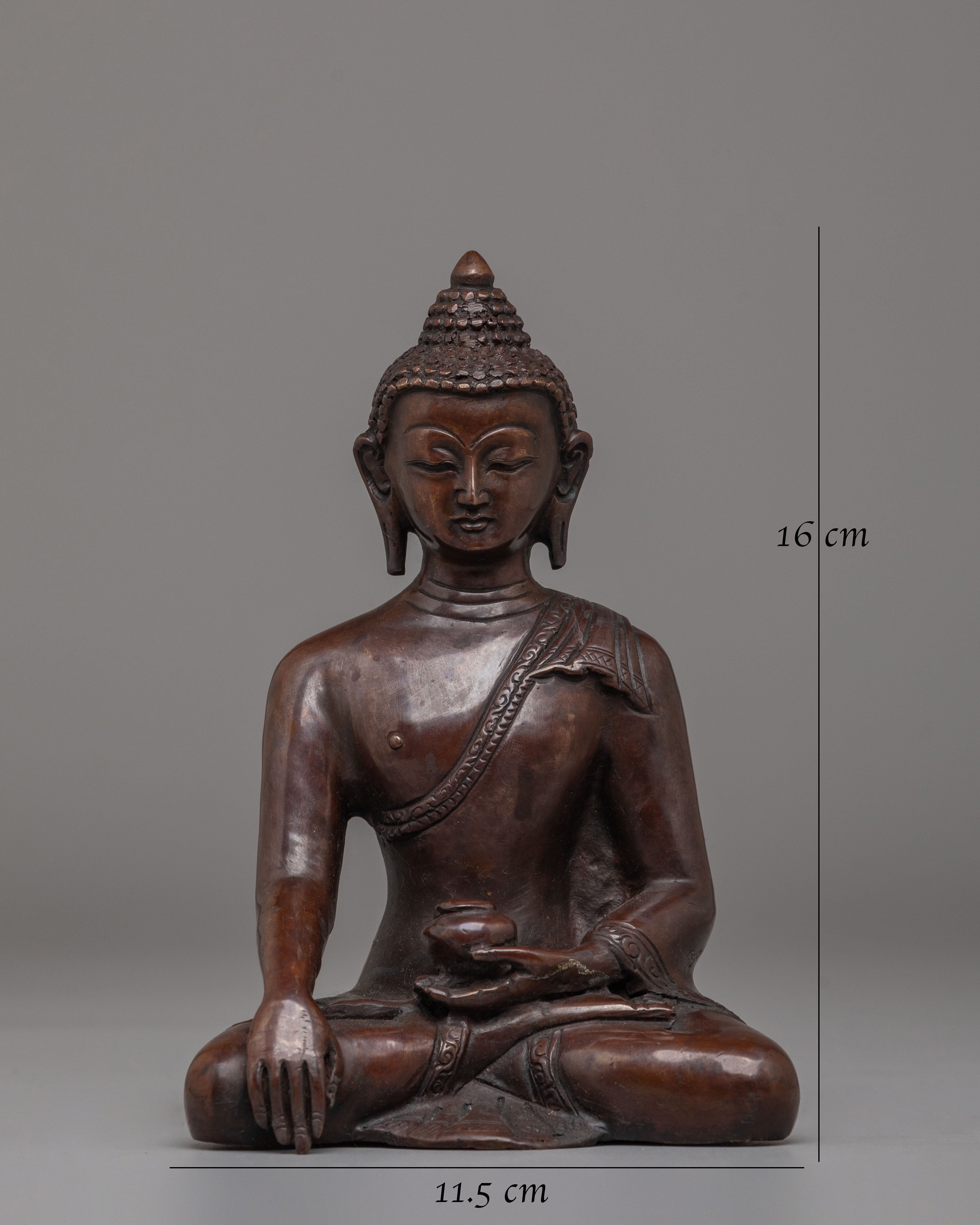 Shakyamuni Buddha Enlightenment Statue | Handcrafted Oxidized Copper Artwork