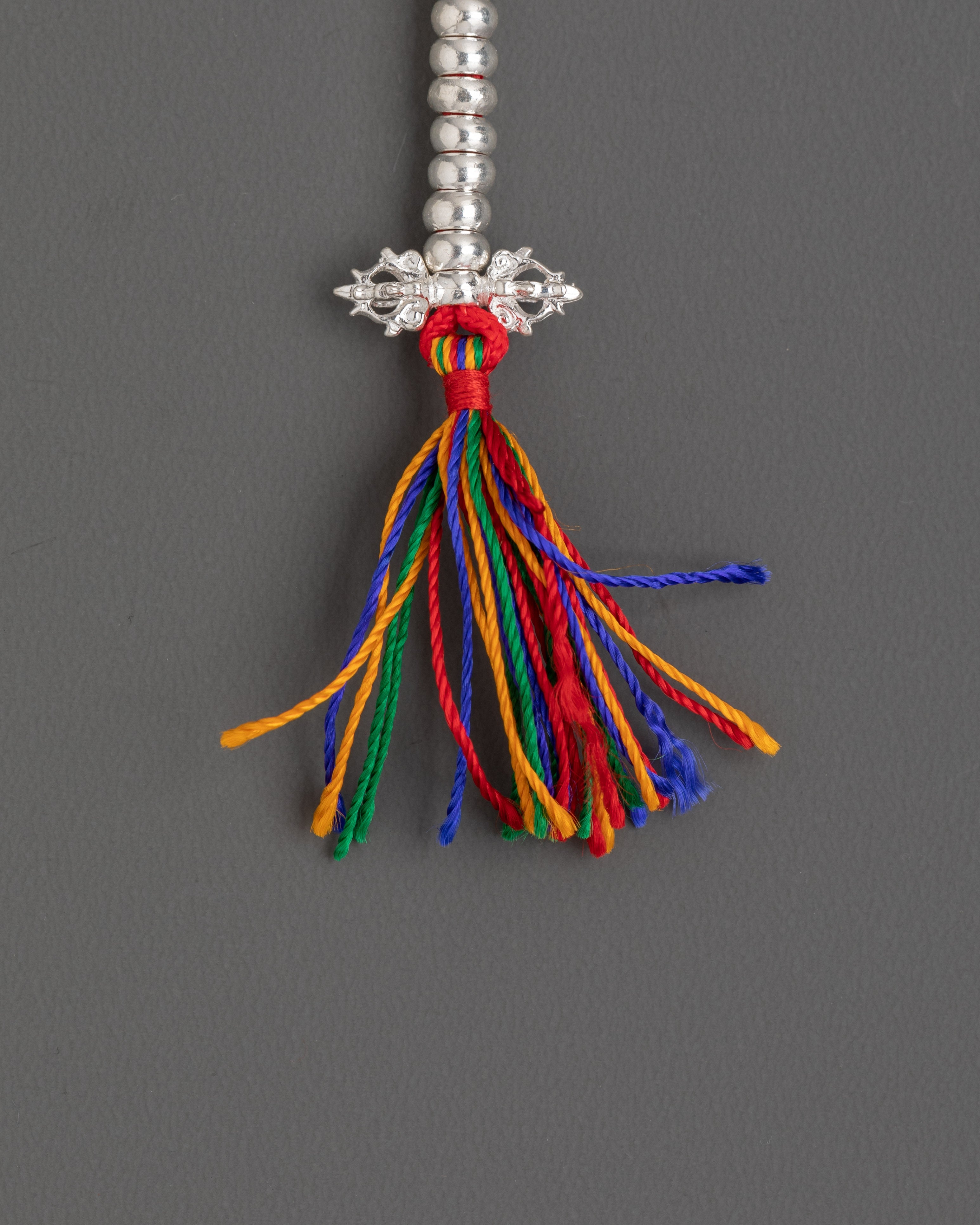 Chupsel Ritual Item | Handcrafted Silver Tassel with Colorful Threads