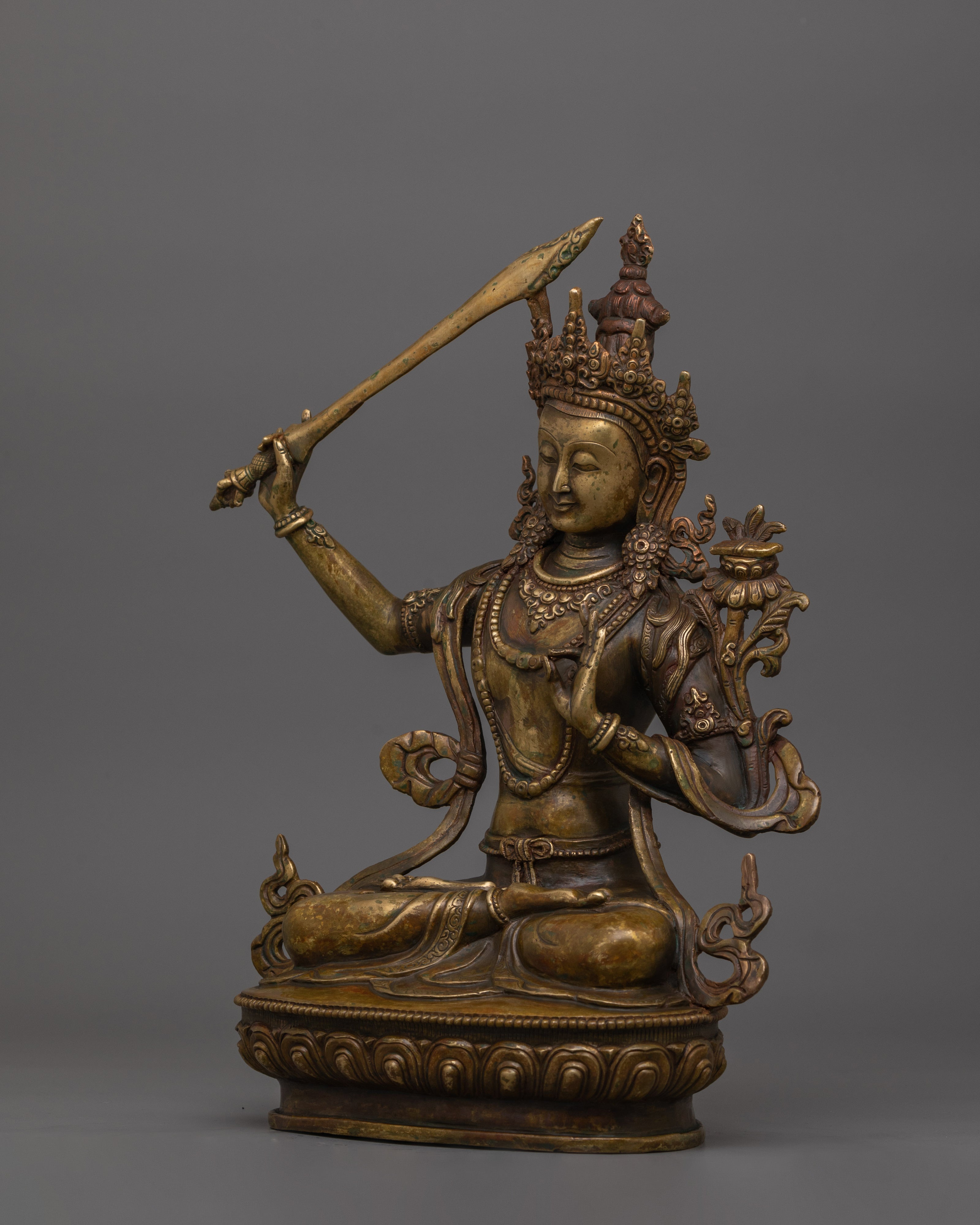 Historical Deity Manjushri Statue | Tibetan Bodhisattva Wisdom Deity