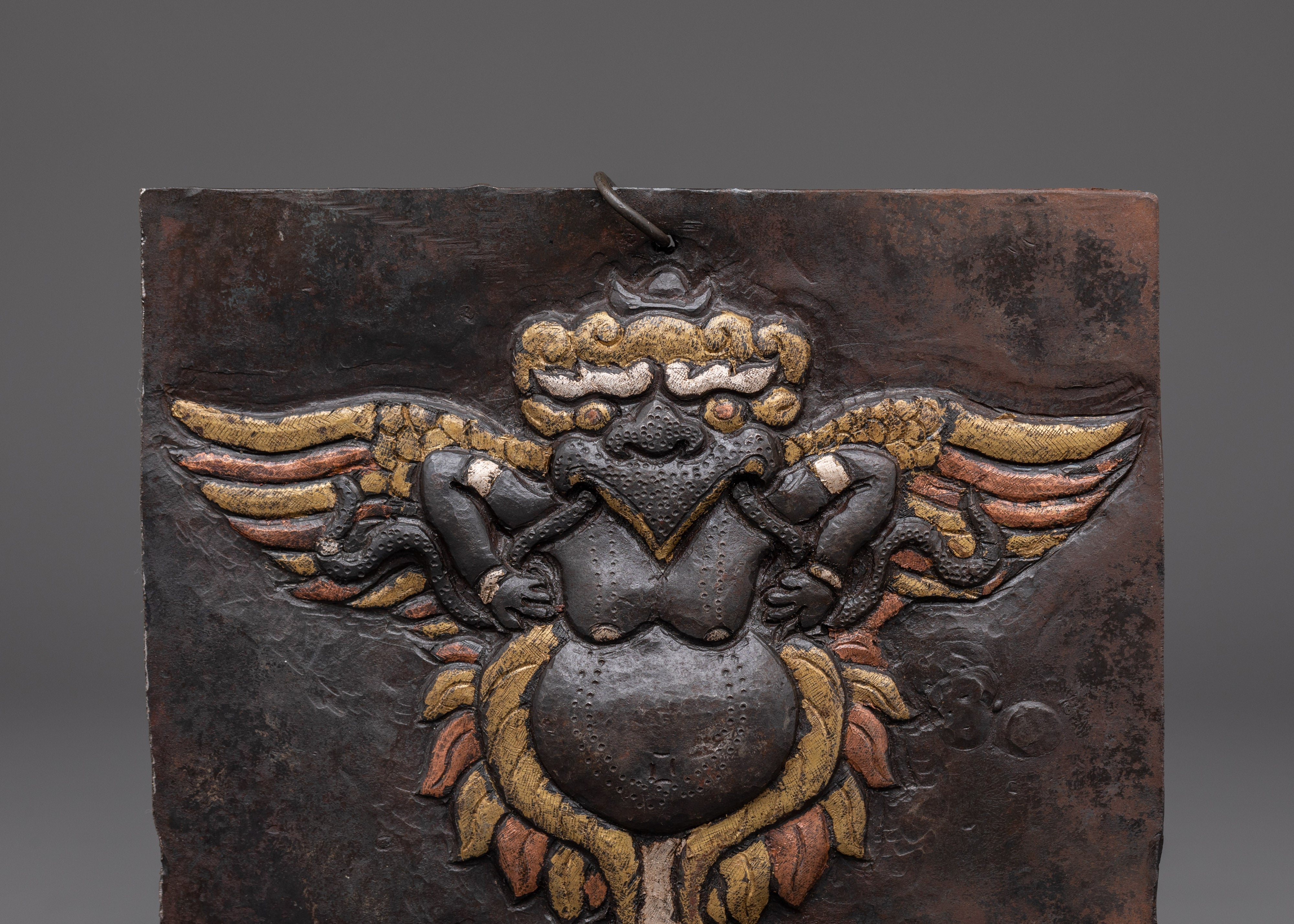 Handcrafted Iron Wall Hanging | Featuring Mythical Winged Guardian