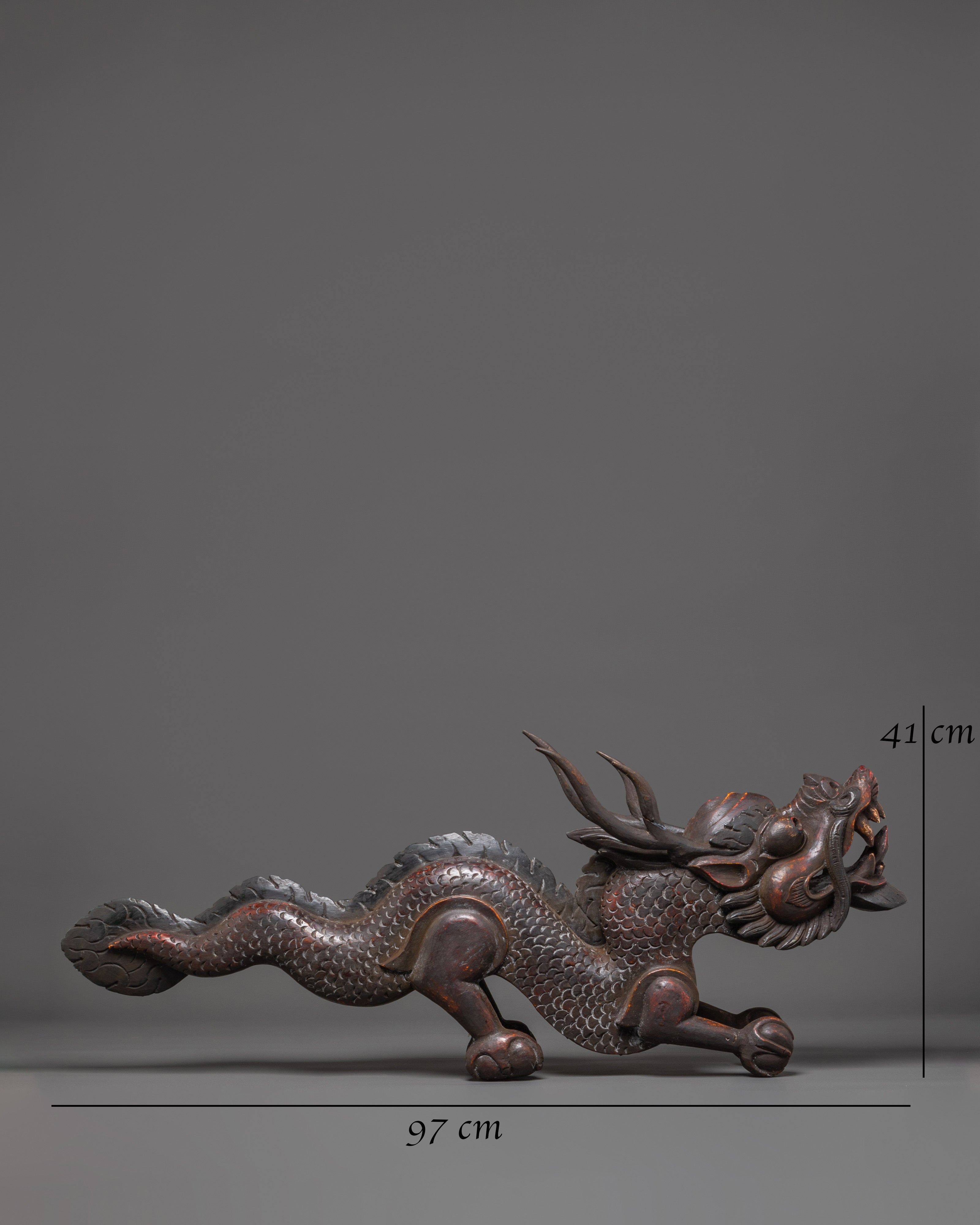Tibetan Dragon Wooden Sculpture | Symbol of Strength and Prosperity