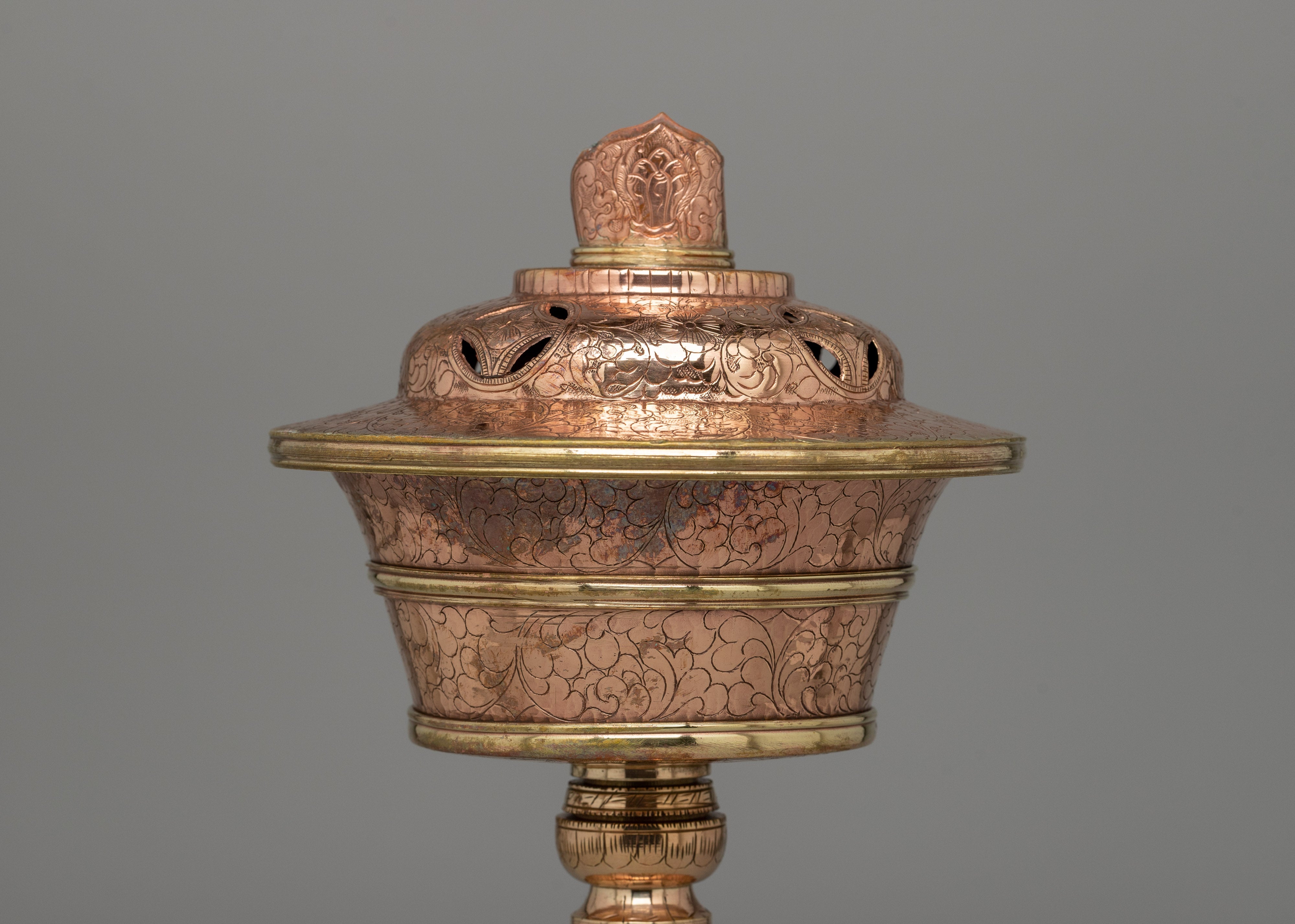 Handcrafted Copper Butter Lamp | Tibetan Light Offering Lamp for Rituals