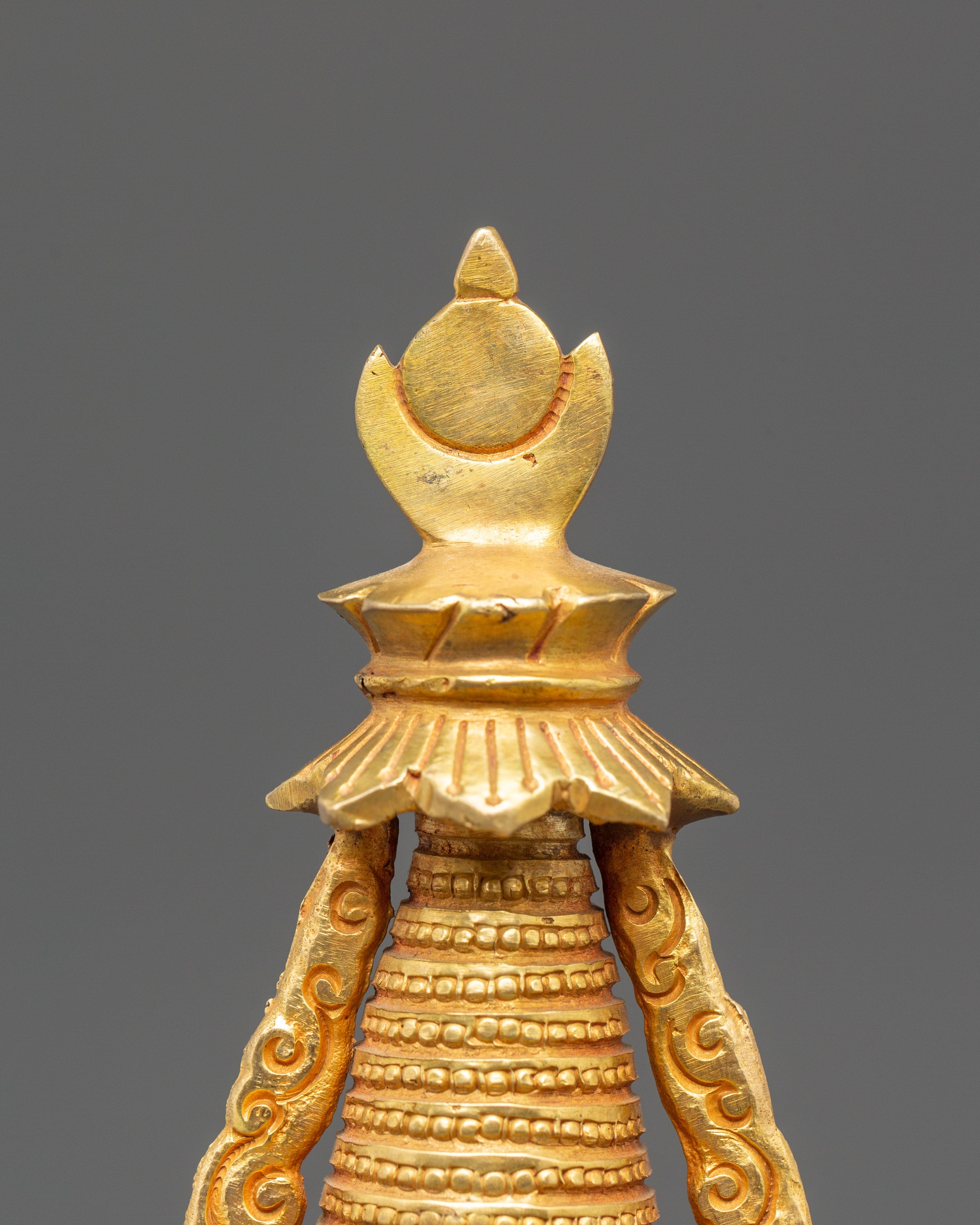 Handcrafted Spiritual Monument Stupa | Gold Plated Tibetan Altar Decor