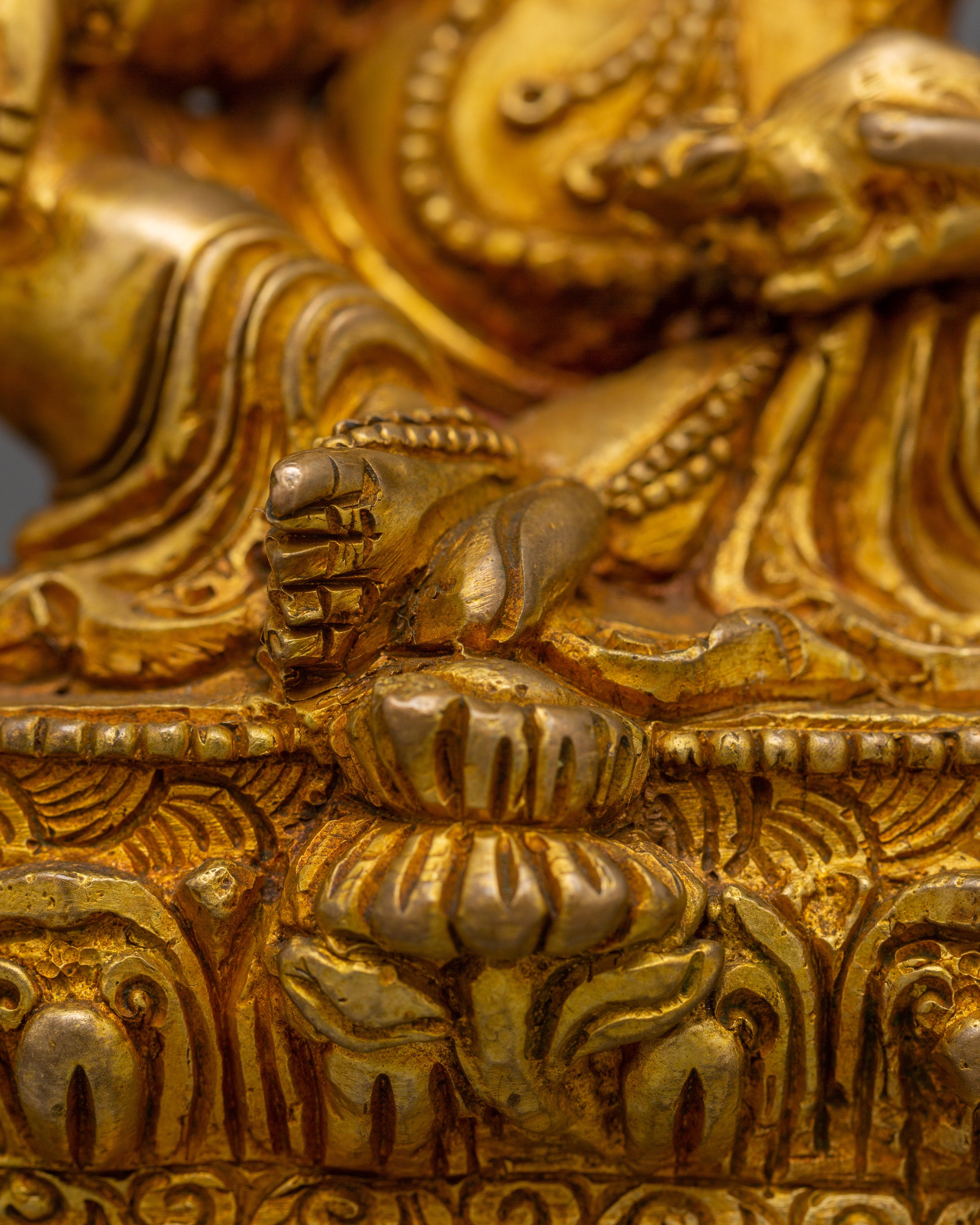 Sacred Dzambala Statue for Abundance | Copper Body, Gold Gilded, Acrylic Color