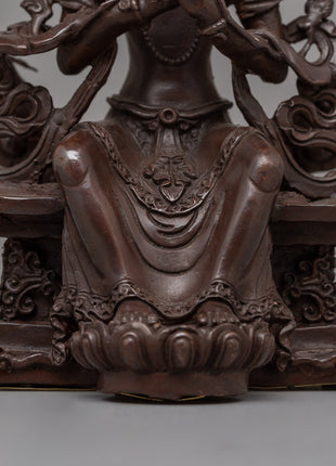 Oxidized Maitreya Buddha Statue | 15.5cm Copper Artwork