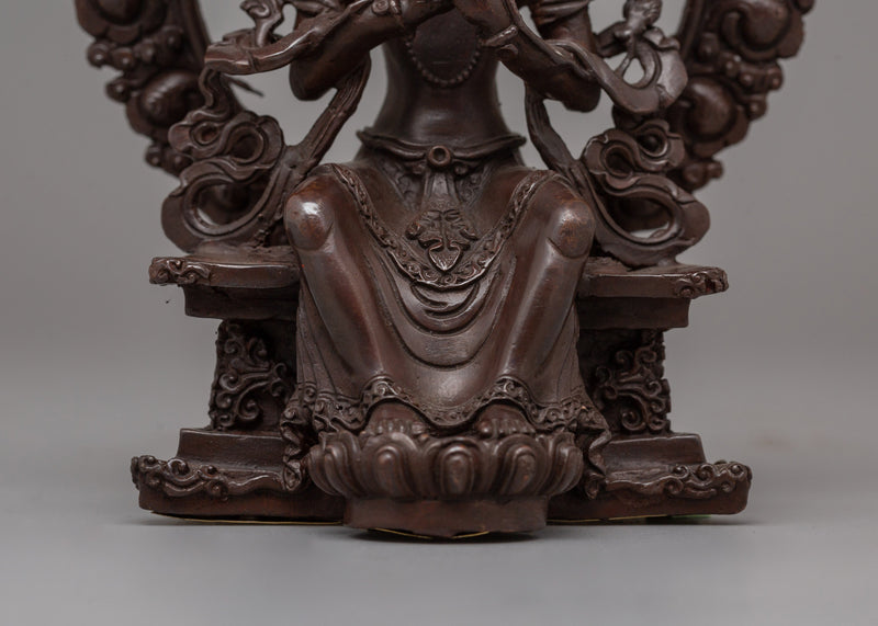 Oxidized Maitreya Buddha Statue | 15.5cm Copper Artwork