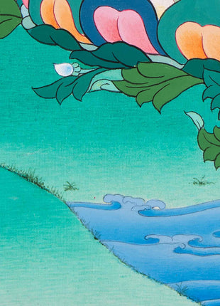 Guru Rinpoche Masterpiece Thangka | Thangka in Karma Gadri Style | Religious Decors