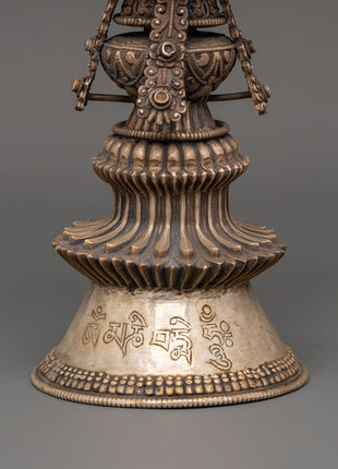 Tibetan Buddhist Butter Lamp | Sacred Tibetan Ritual Lamp in Pure Silver