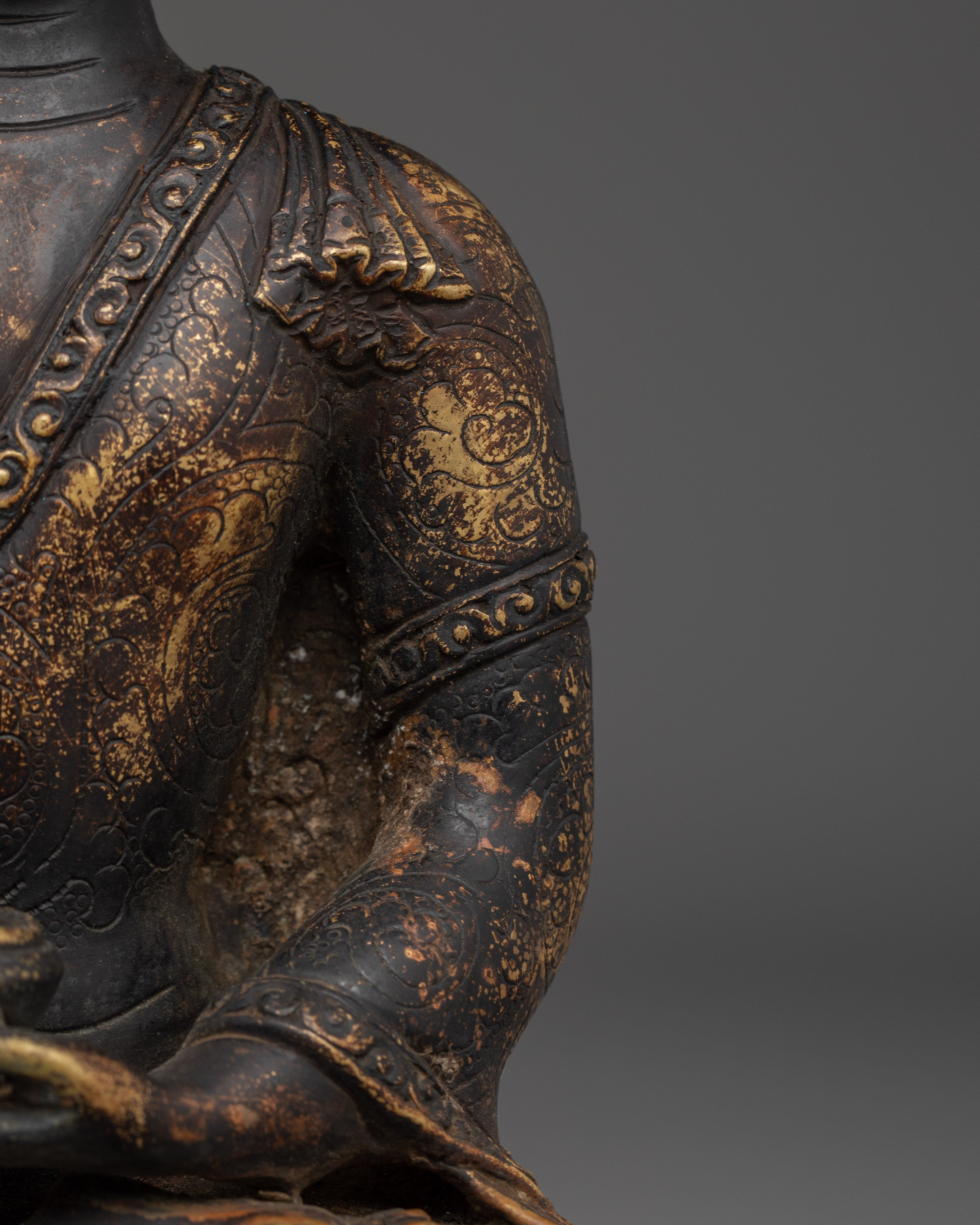 Shakyamuni Buddha Statue with Antique Finish | Spiritual Decor Artwork
